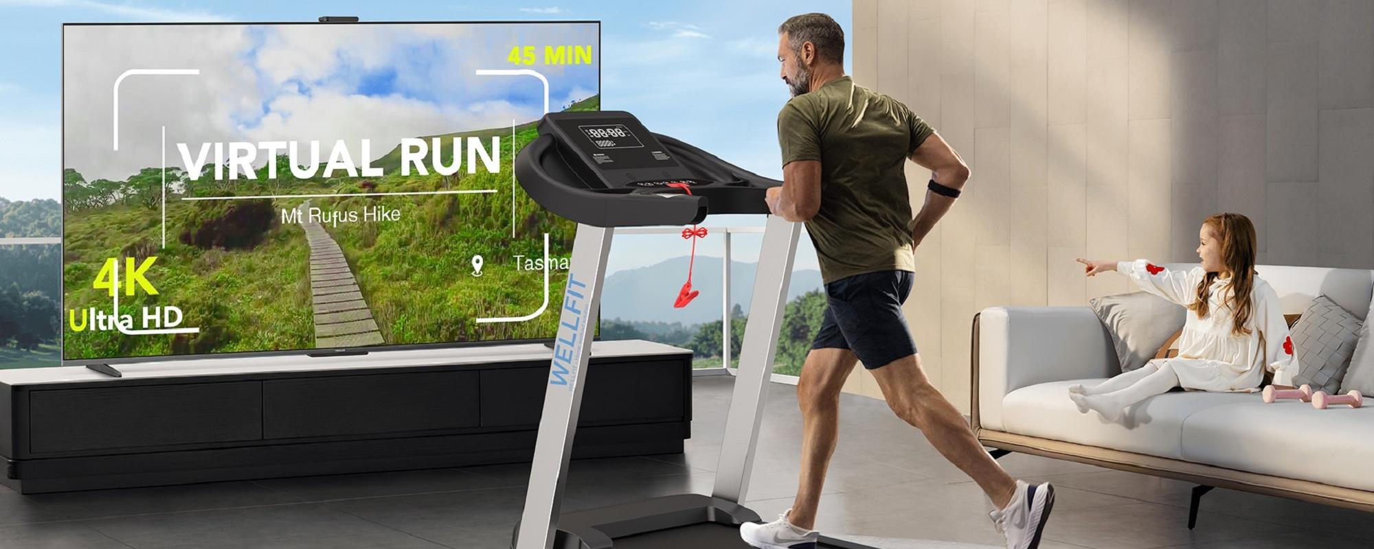 What are the benefits of combining treadmills with virtual reality?