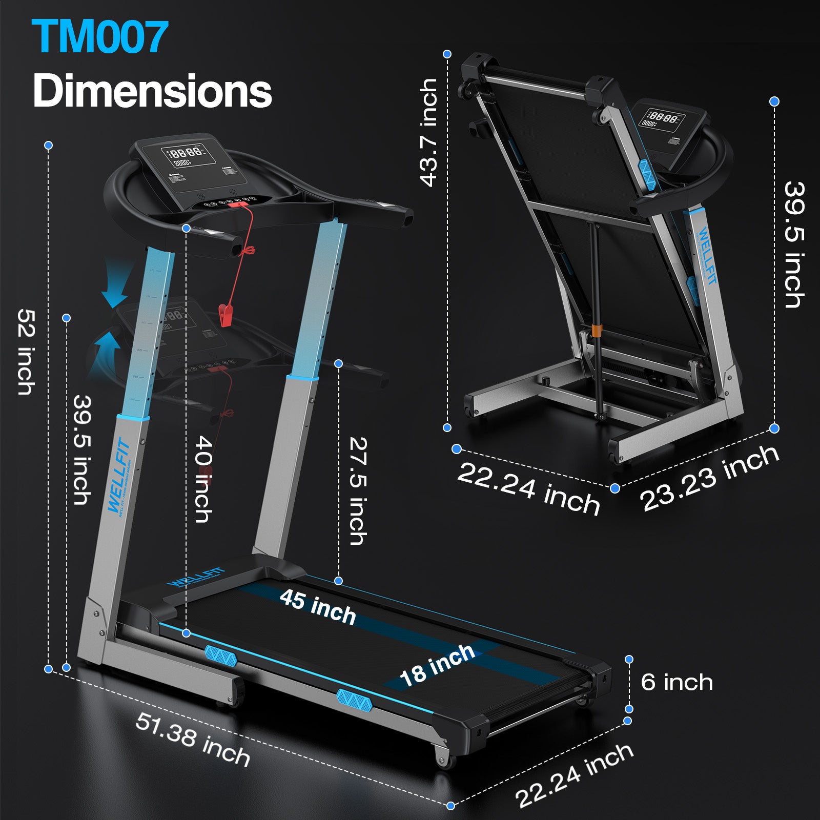 WELLFIT TM007 fastest foldable treadmill