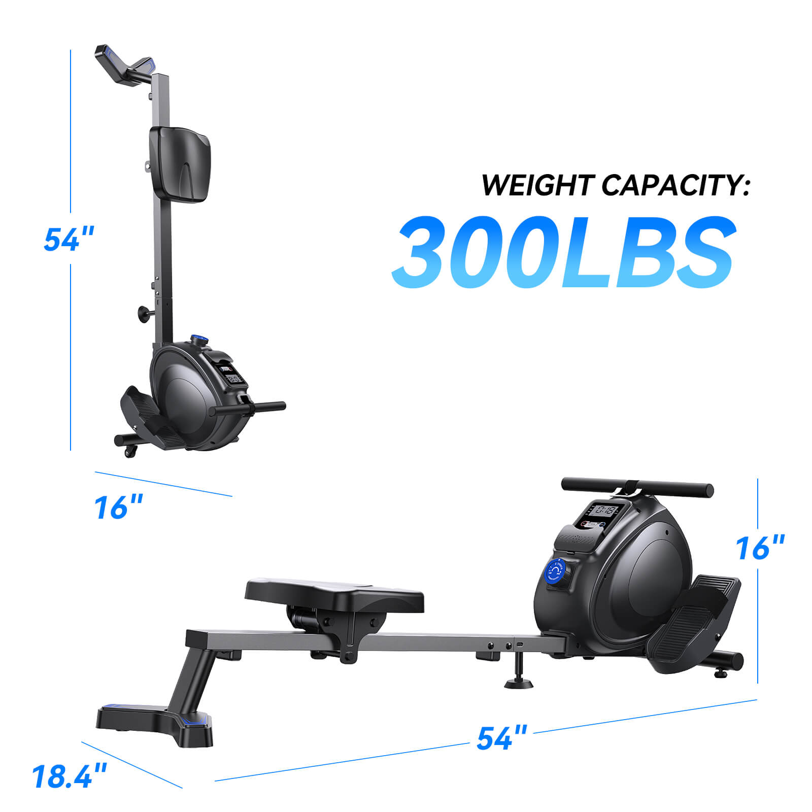 RW001 - Smart Rowing Machine For Home With 300 Lbs Capacity