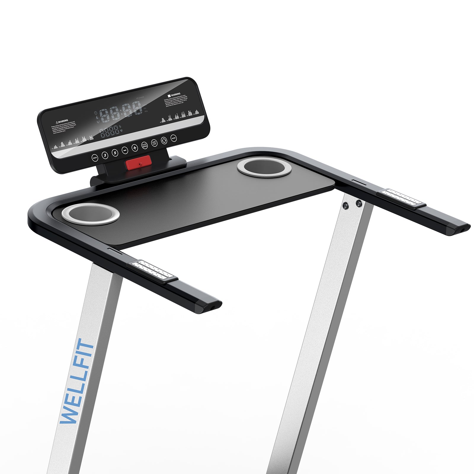 WELLFIT TM006 treadmill with desk and console display