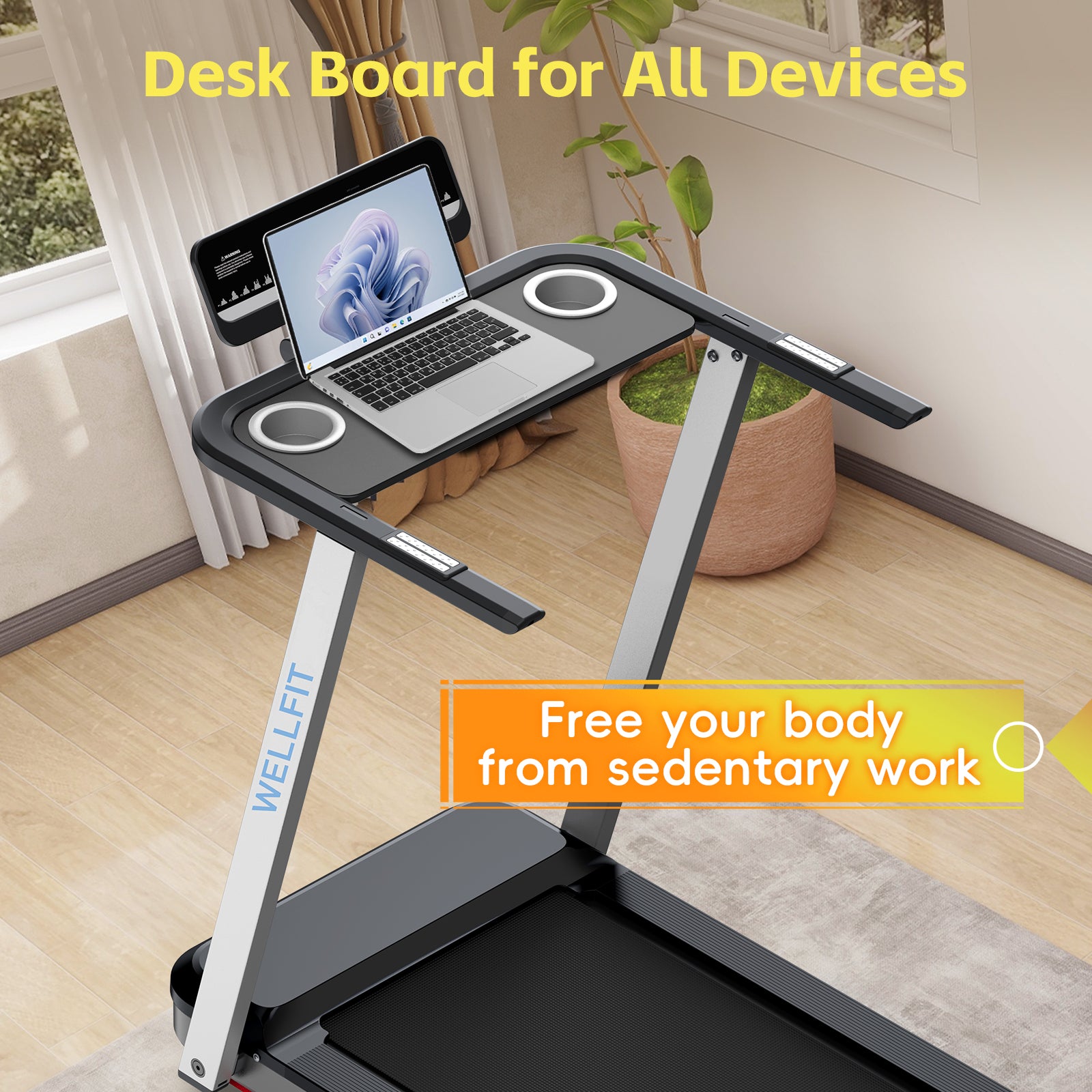 WELLFIT TM006 2025 best affordable treadmill with desk board