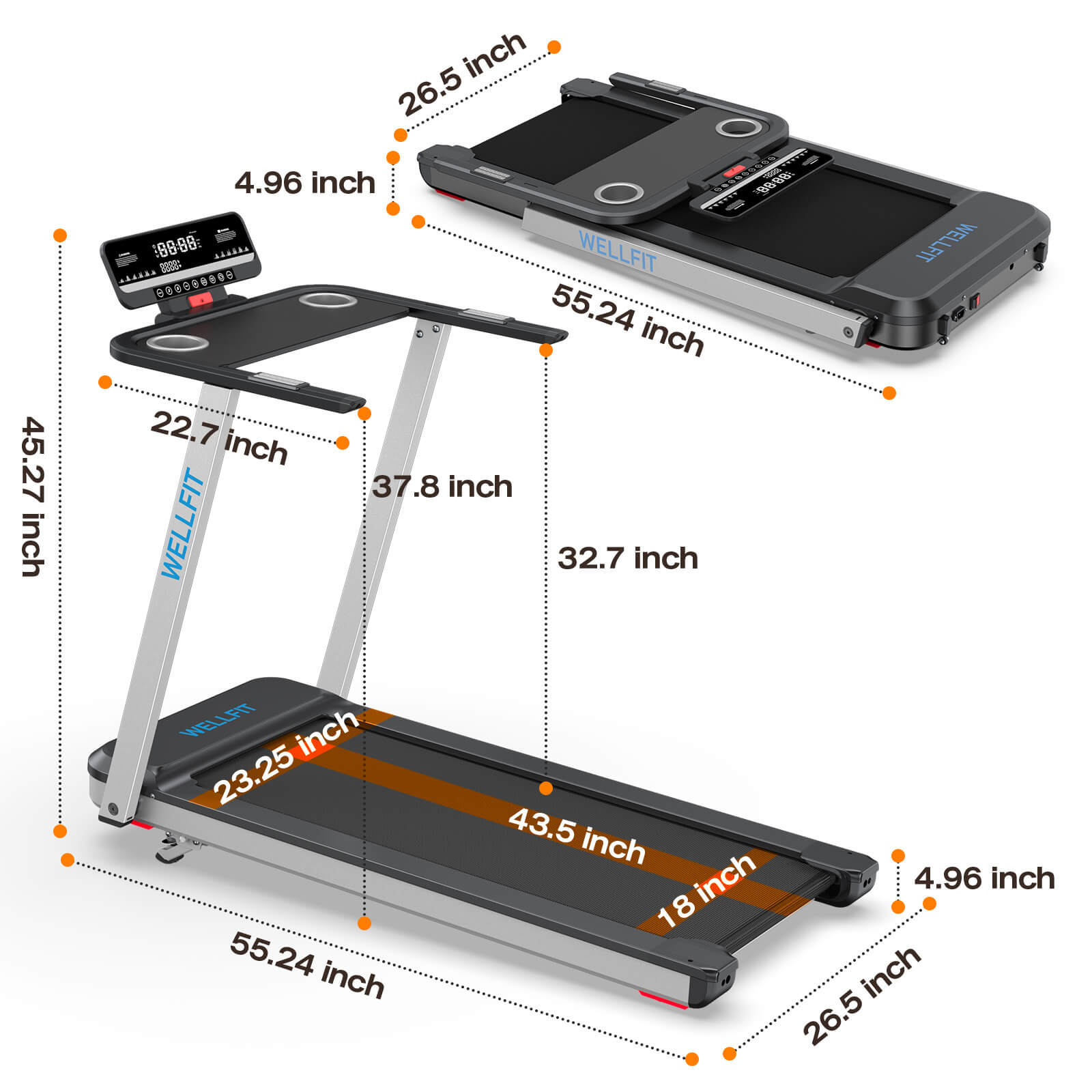 WELLFIT TM006 fold flat treadmill review