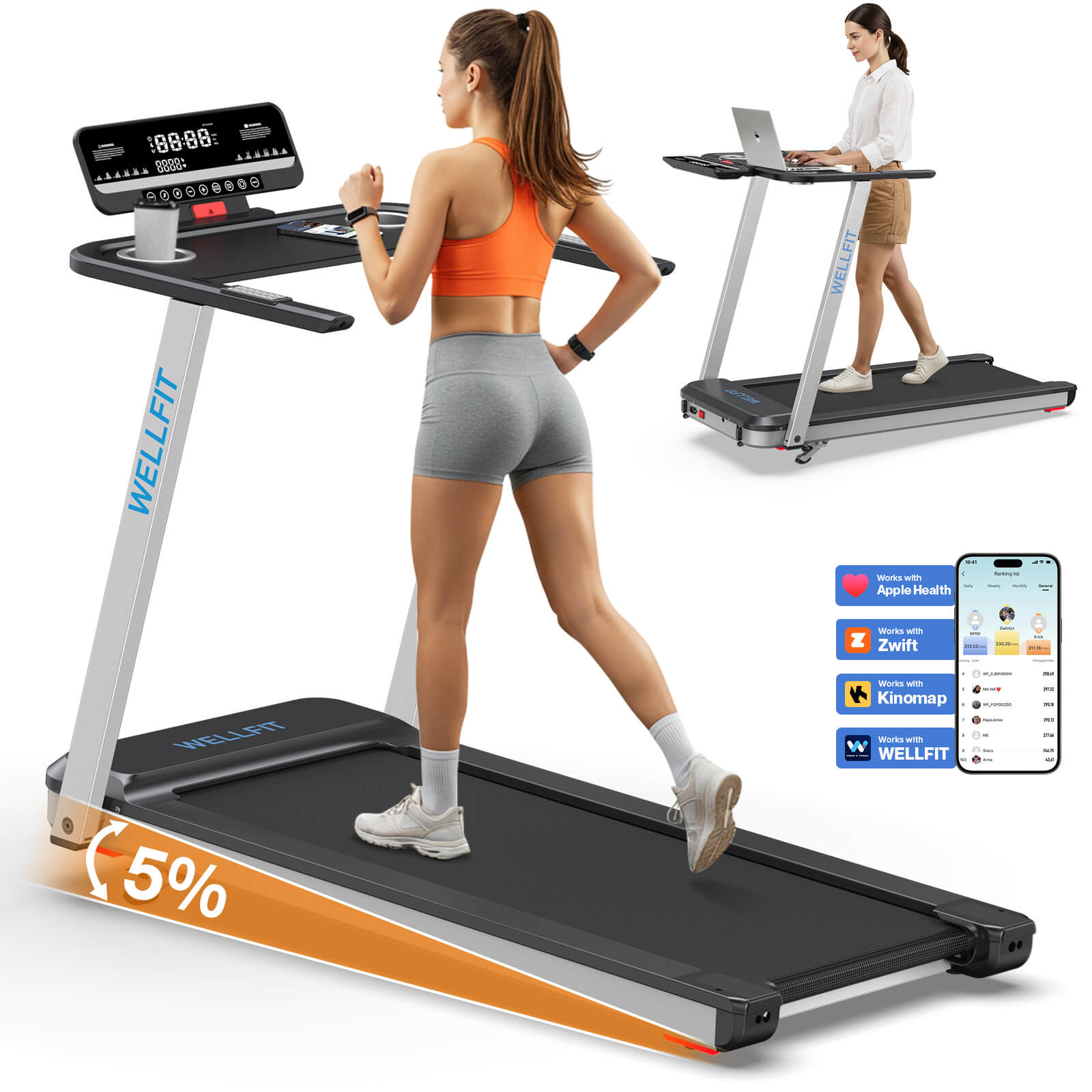 WELLFIT TM006 home office walking treadmill