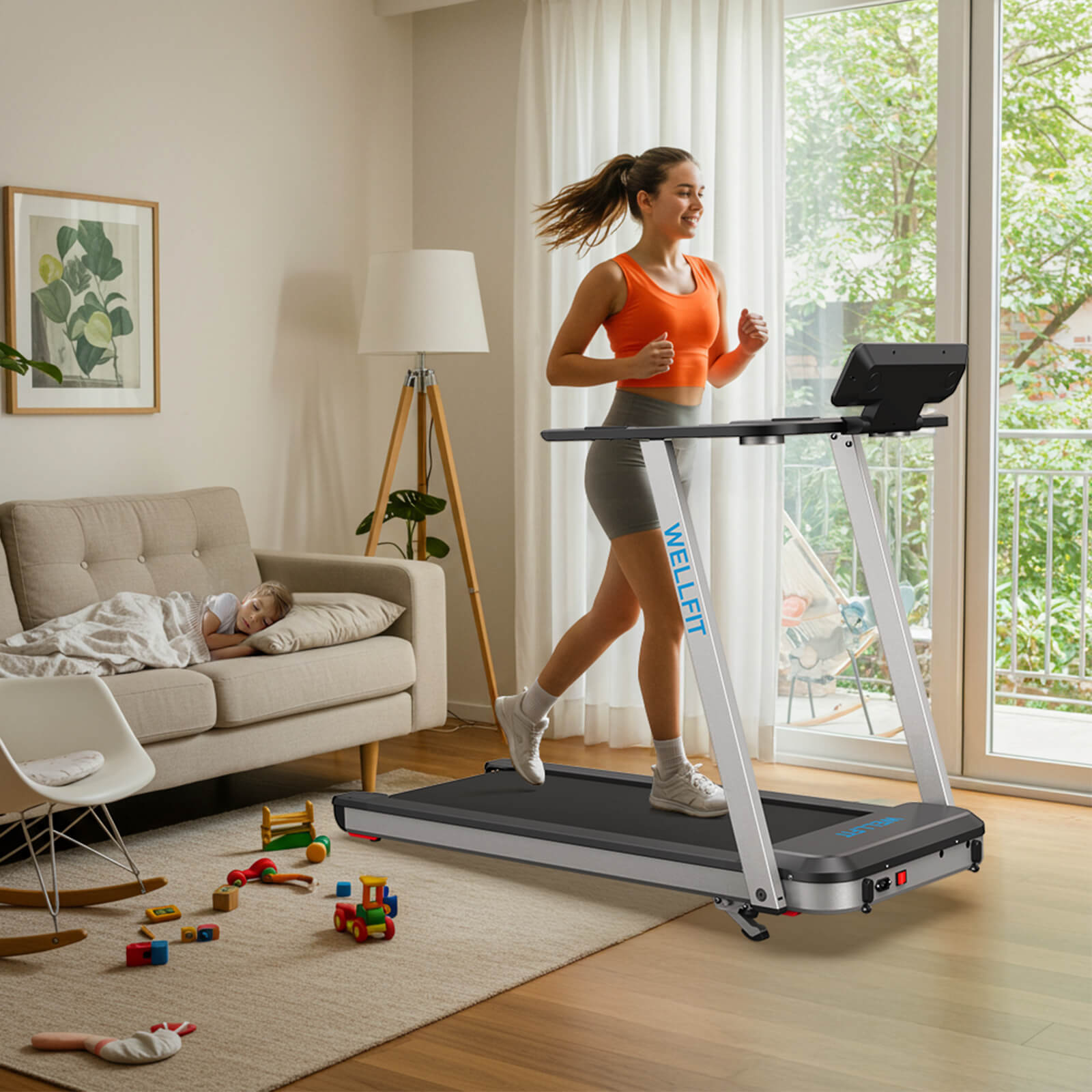 WELLFIT TM006 best flat folding treadmill