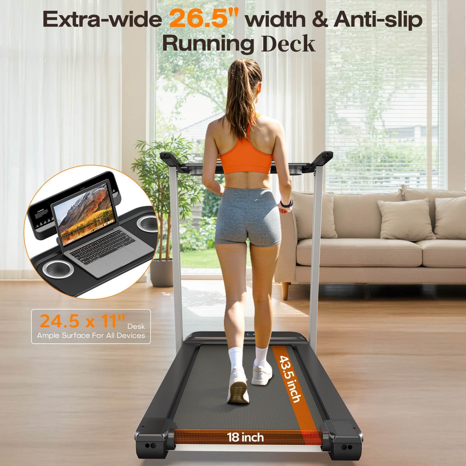 WELLFIT TM006 foldable treadmill with desk for home office
