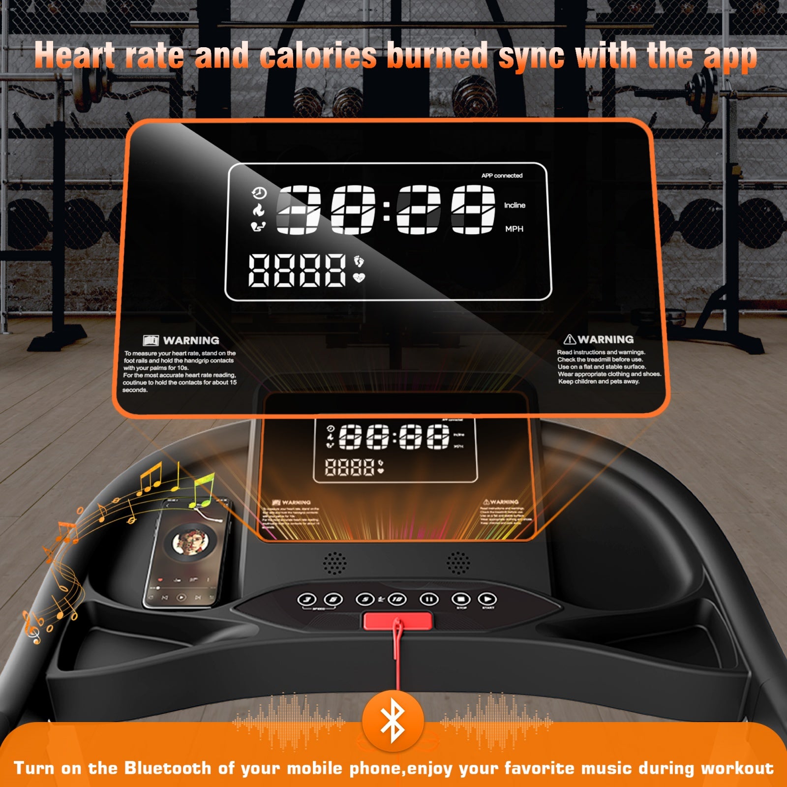 TM007 Foldable Auto 15% Incline Treadmill 350 LBS Capacity