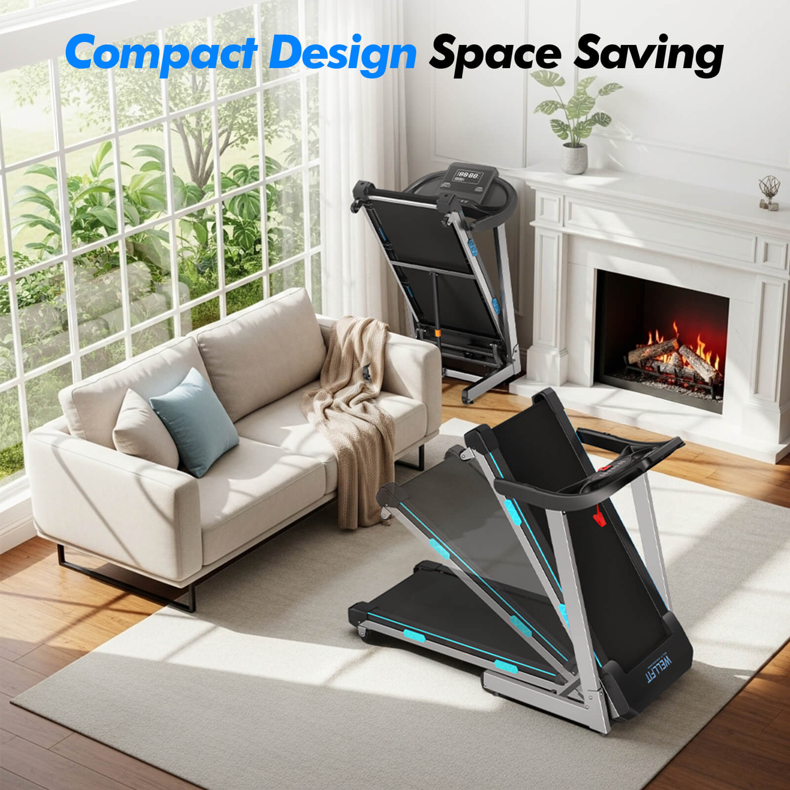 TM007 Foldable Treadmill 15% Auto Incline 18*43" Running Area