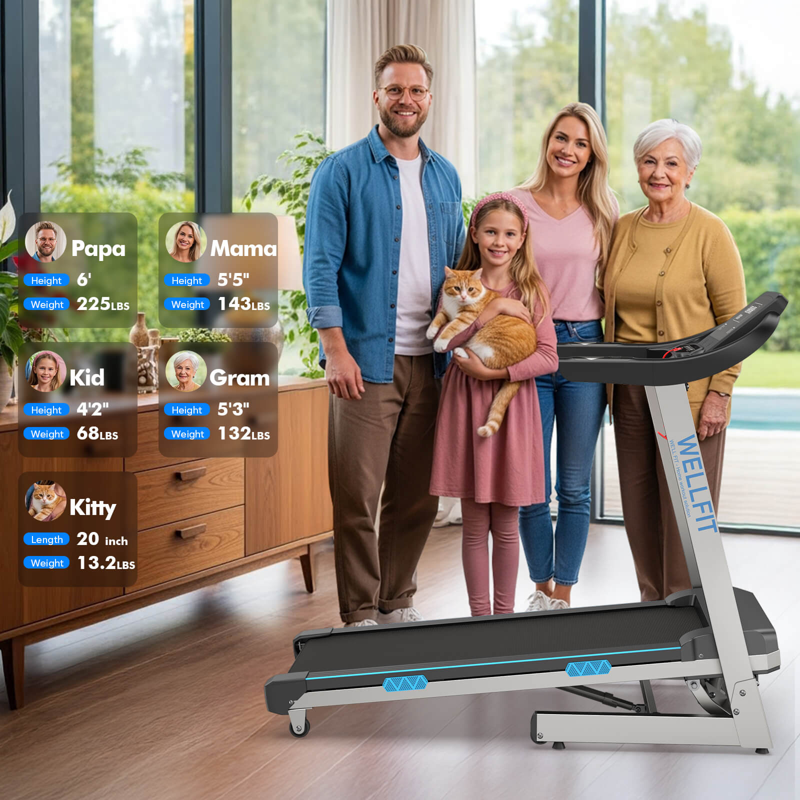 TM007 Foldable Treadmill 15% Auto Incline 18*43" Running Area