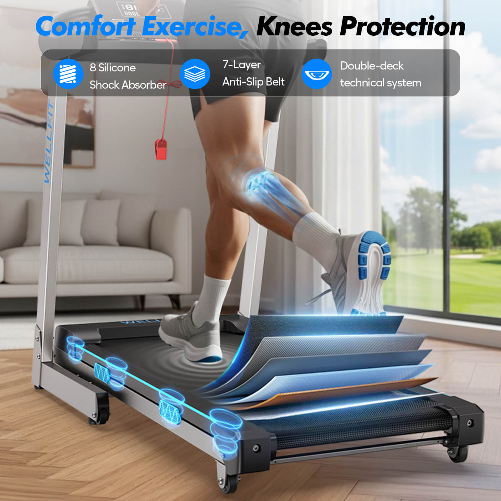 TM007 Foldable Treadmill 15% Auto Incline 18*43" Running Area