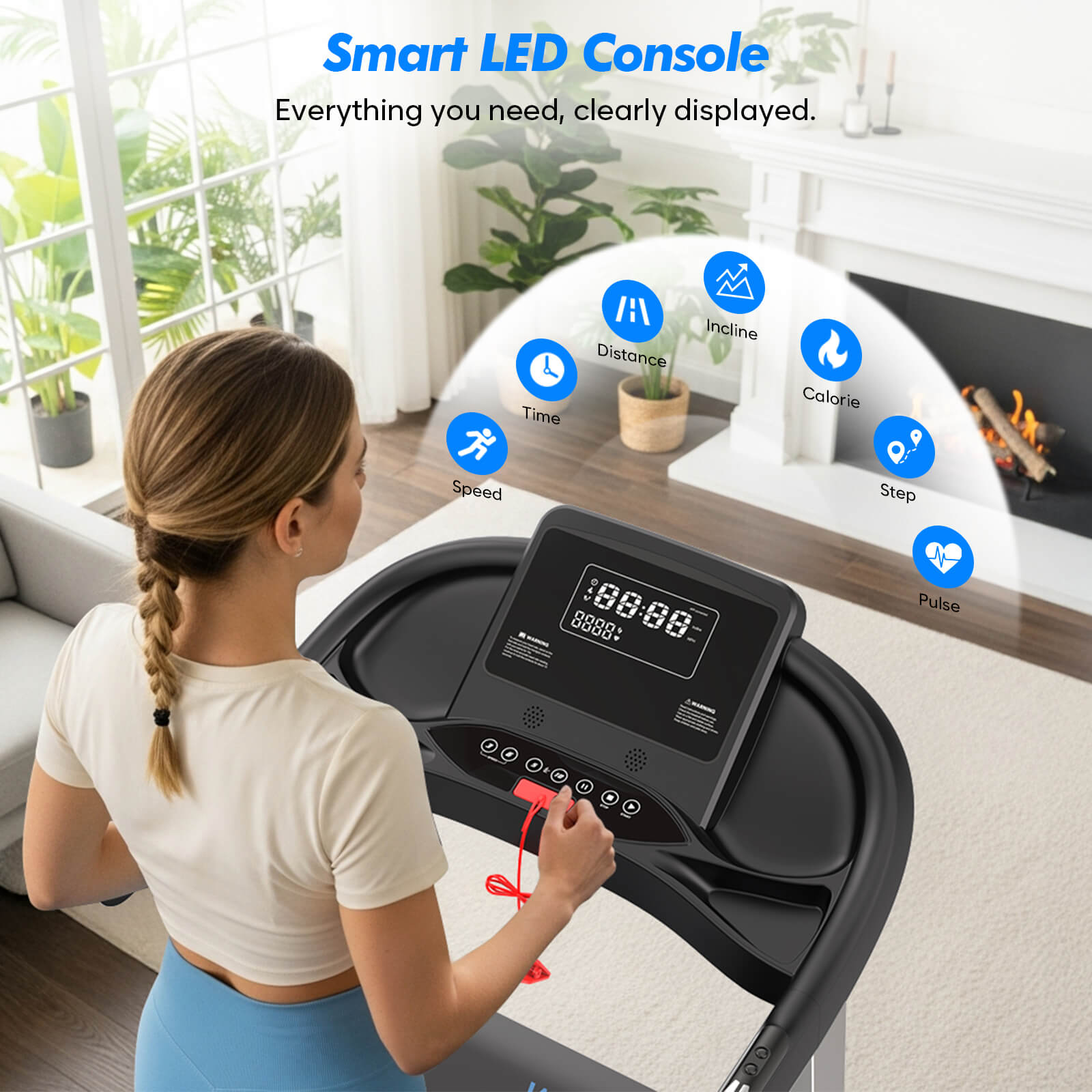 TM007 Foldable Treadmill 15% Auto Incline 18*43" Running Area