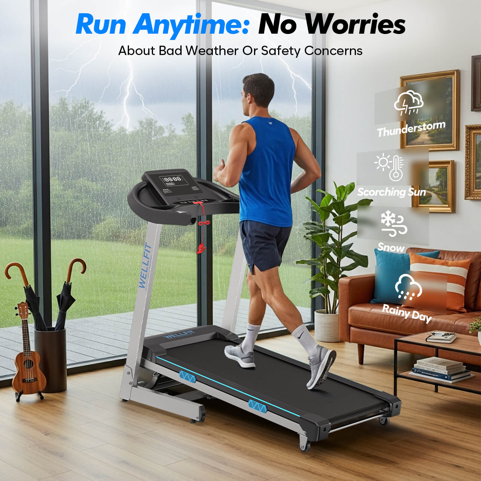 TM007 Foldable Treadmill 15% Auto Incline 18*43" Running Area