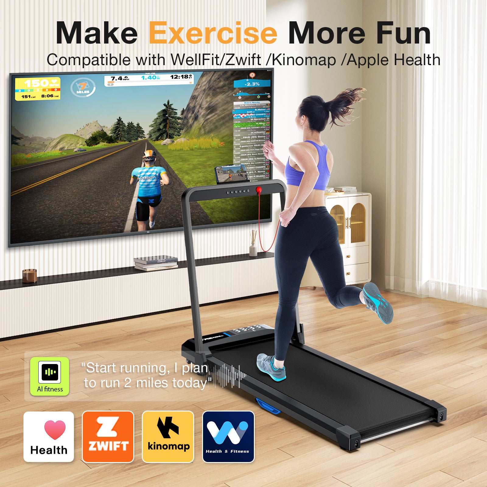 TM010 smart treadmill with app support