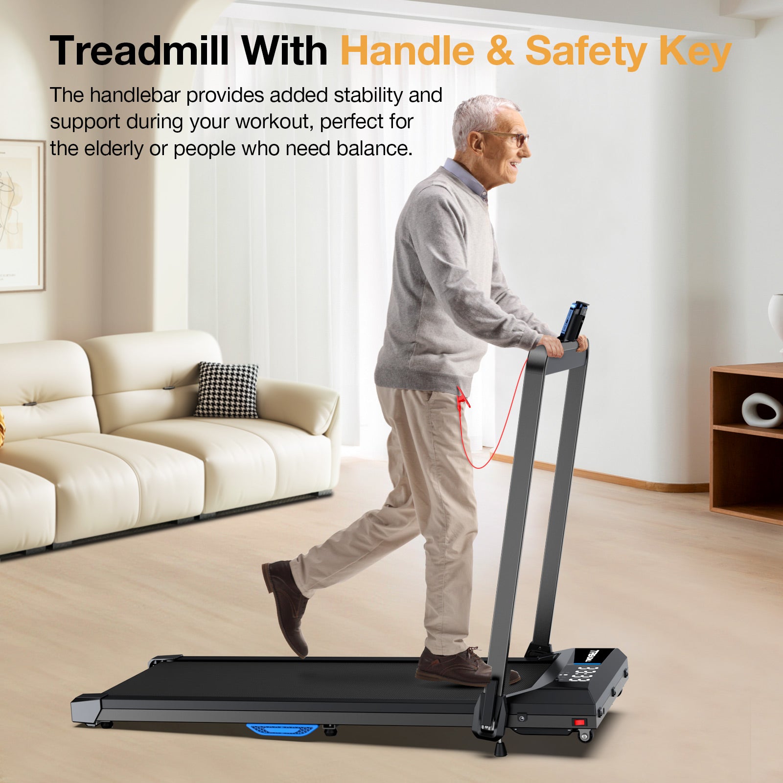 TM010 Treadmill with safety key for security