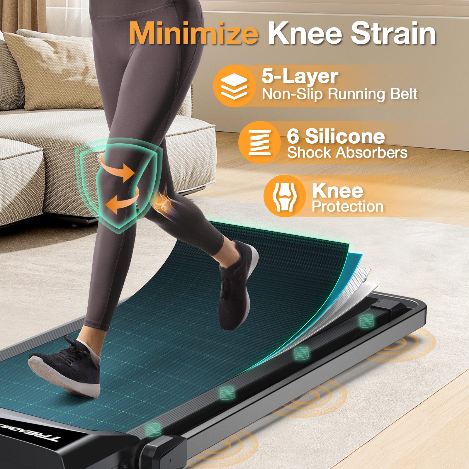 TM010 treadmill with knee protection
