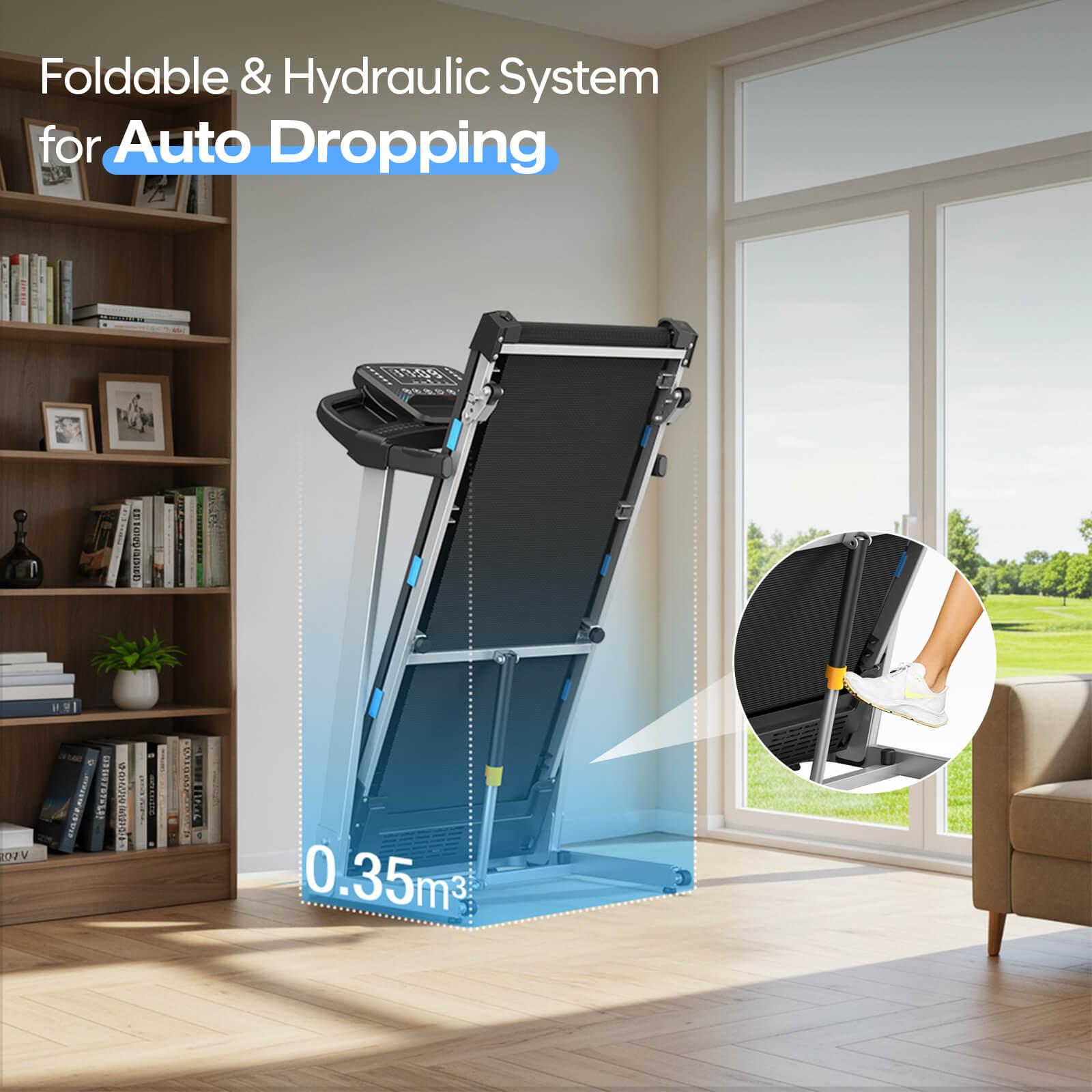 TM015-Foldable Incline Treadmill With Side Rails 350 lbs Capacity