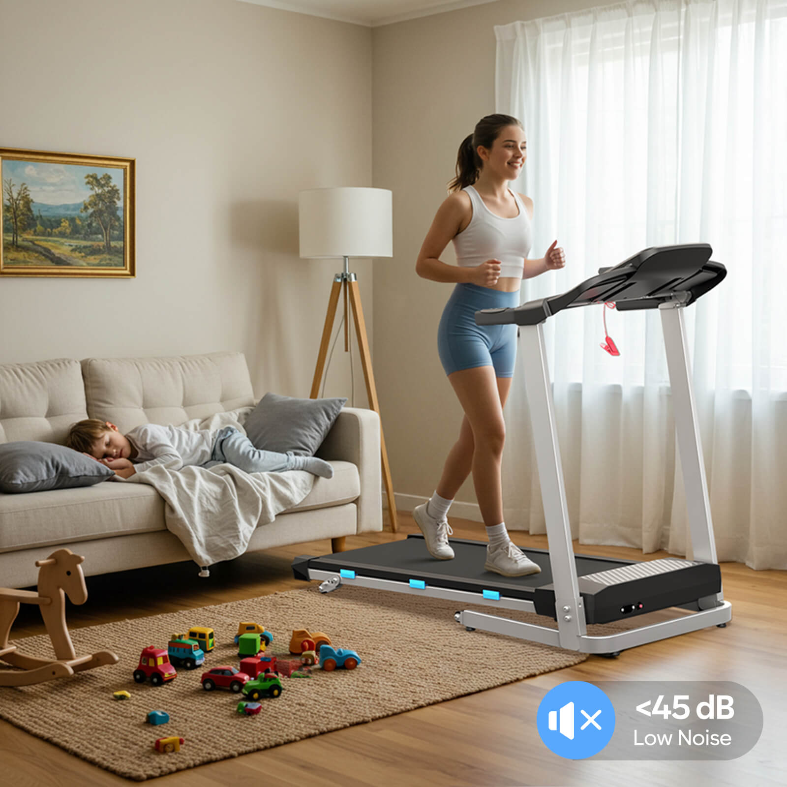TM015-Foldable Incline Treadmill With Side Rails 350 lbs Capacity