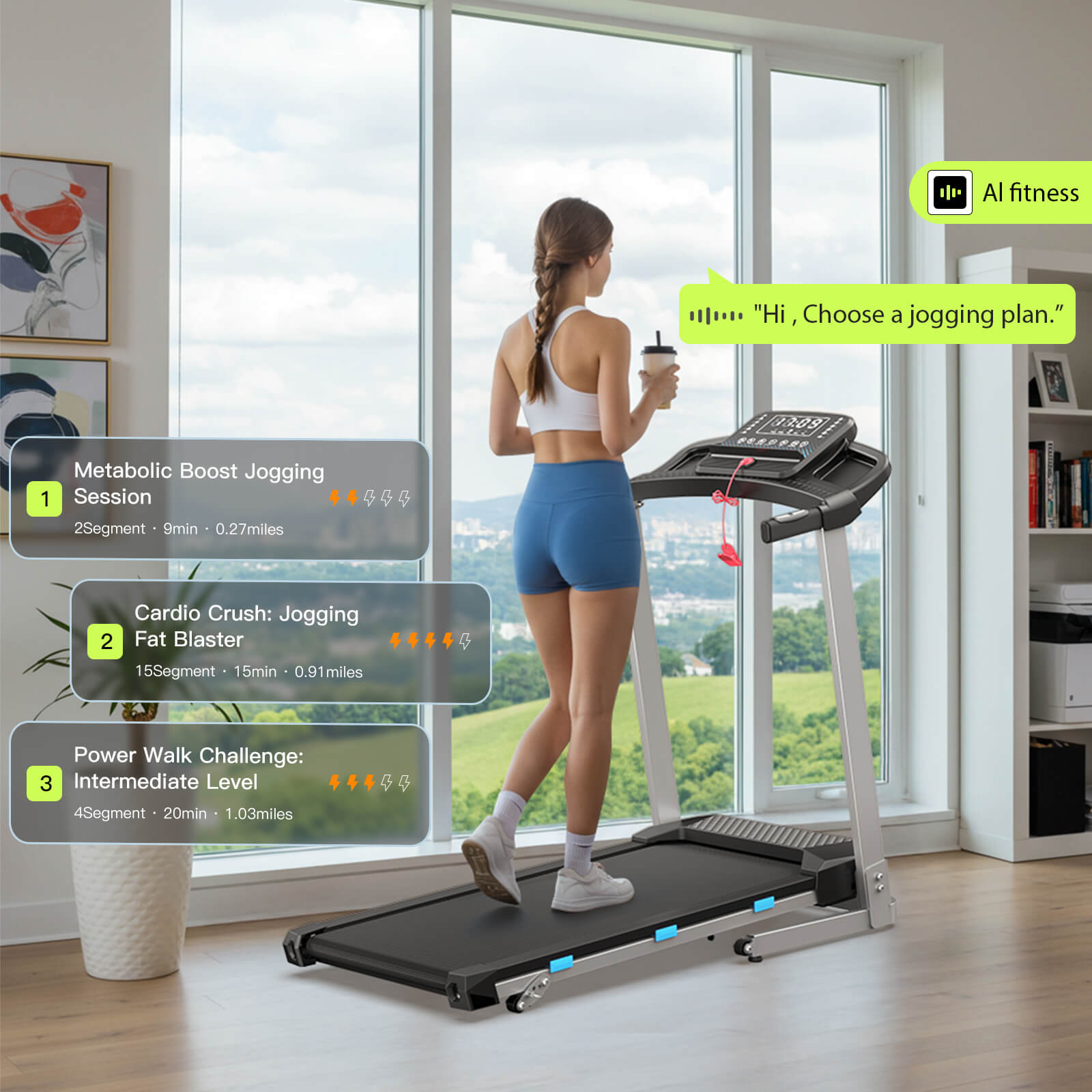 TM015_foldable treadmill with safe feature