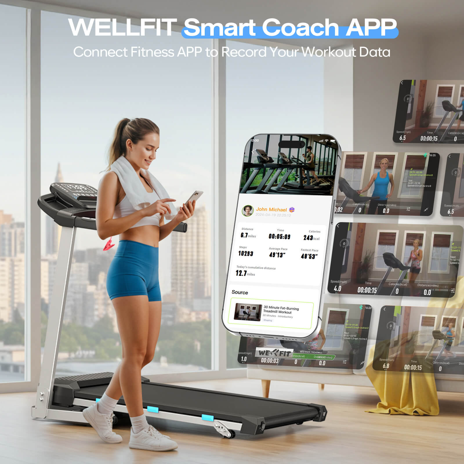 TM015_most popular treadmill with smart app