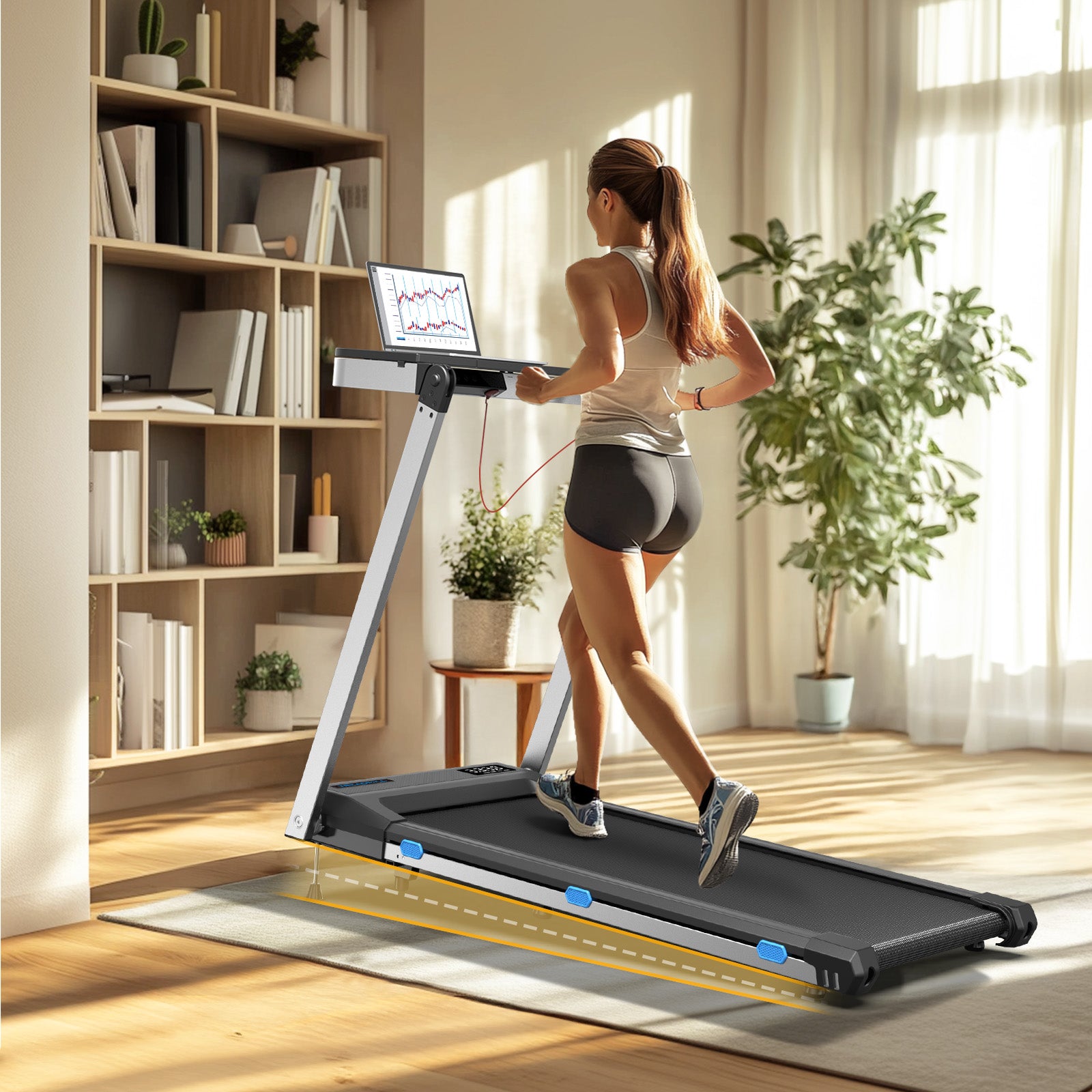WELLFIT TM020 treadmill with detachable working station for home office