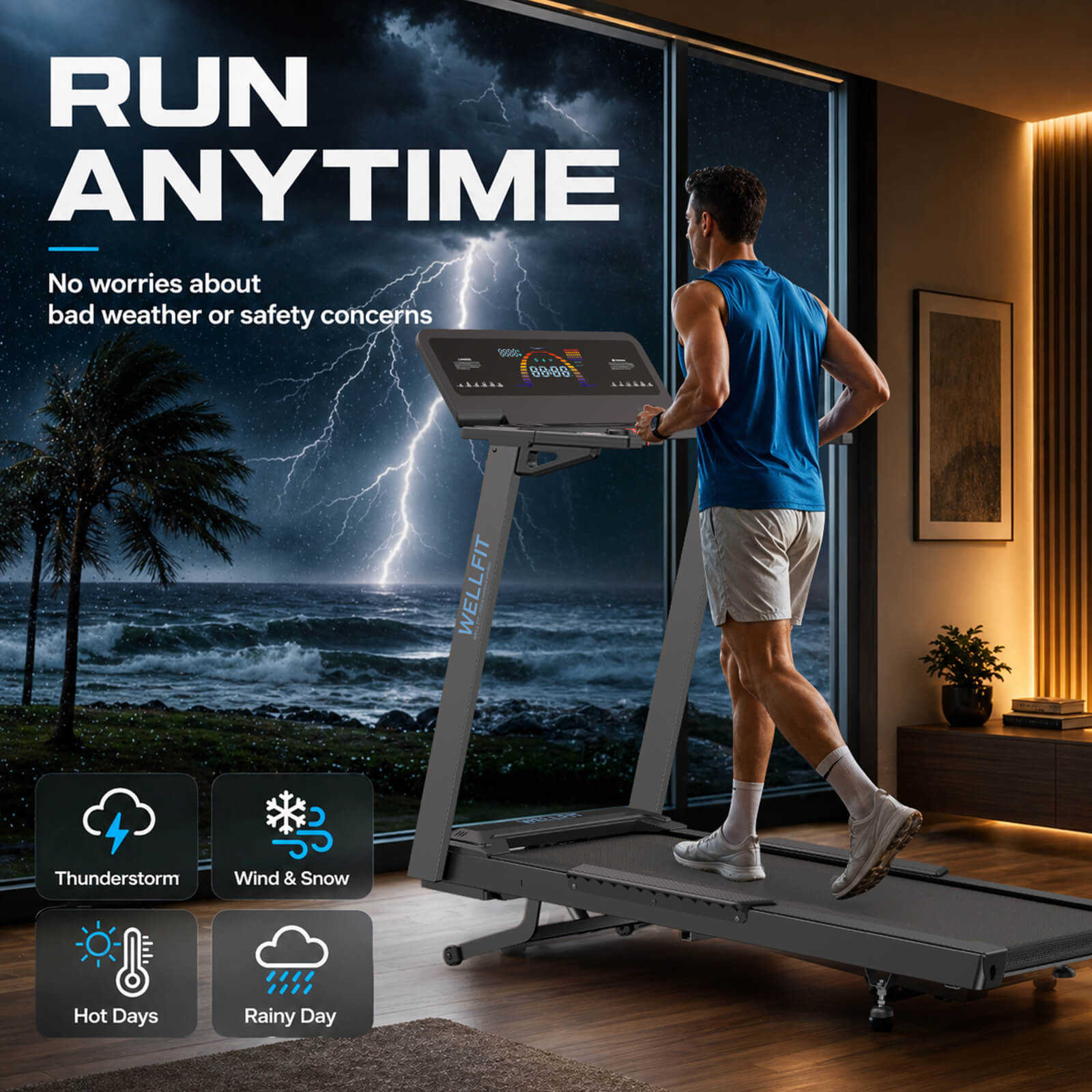 TM029 Treadmill-12 Auto Incline-500LBS-10mph-55Inch Long Running Area