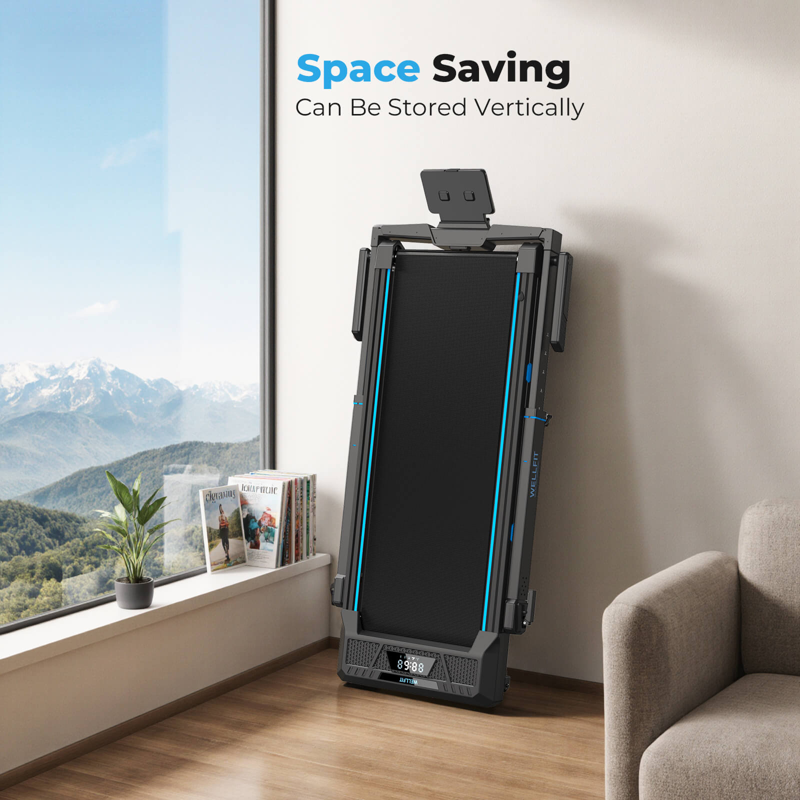 TM032 Height-Adjustable Treadmill with 10% Auto Incline 17*44 Inch Running Area