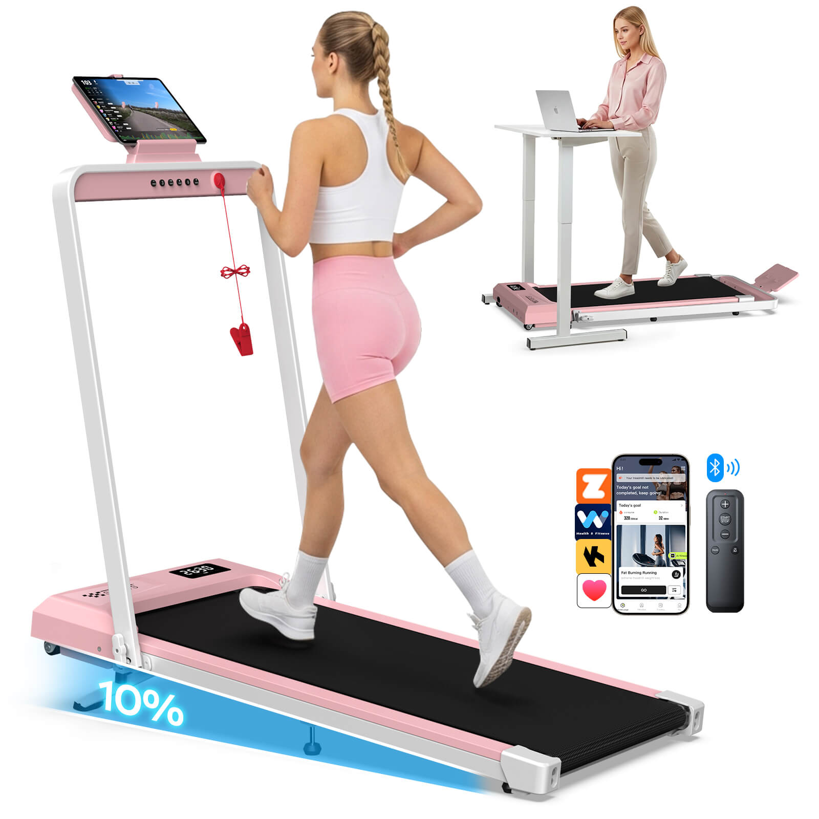 TM034 Folding Treadmill With 10% Incline