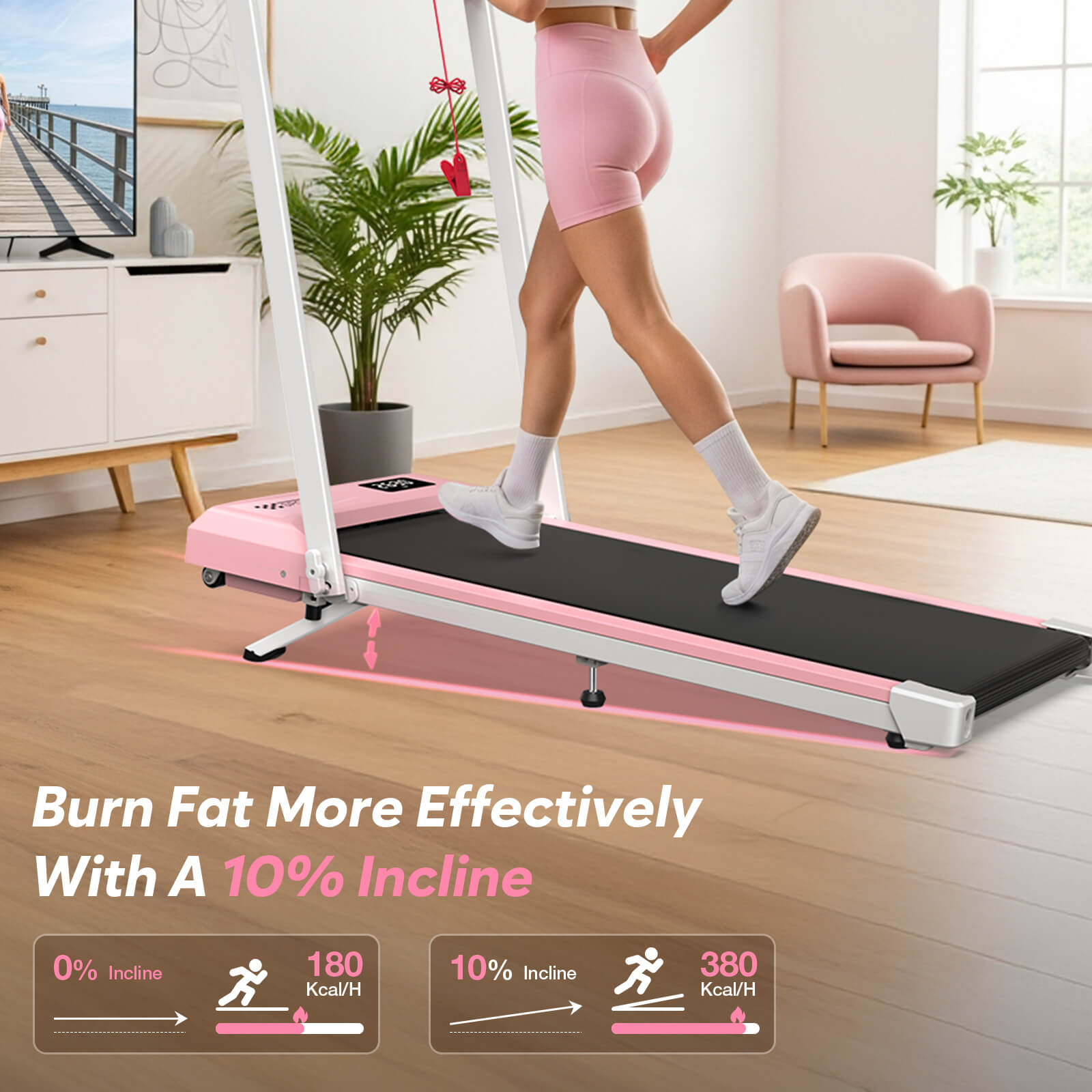 TM034 Folding Treadmill With 10% Incline