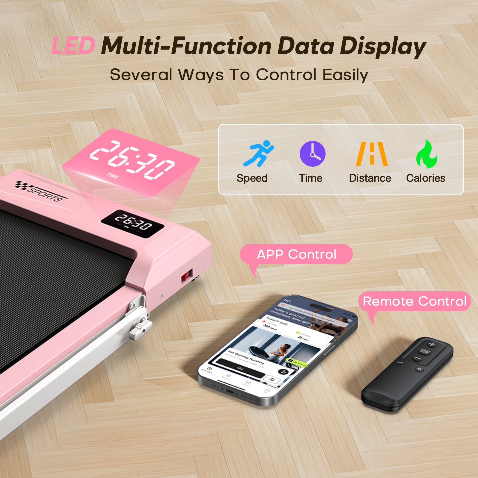 TM034 Fold-Flat Treadmill With 10% Incline 320lb Weight Capacity