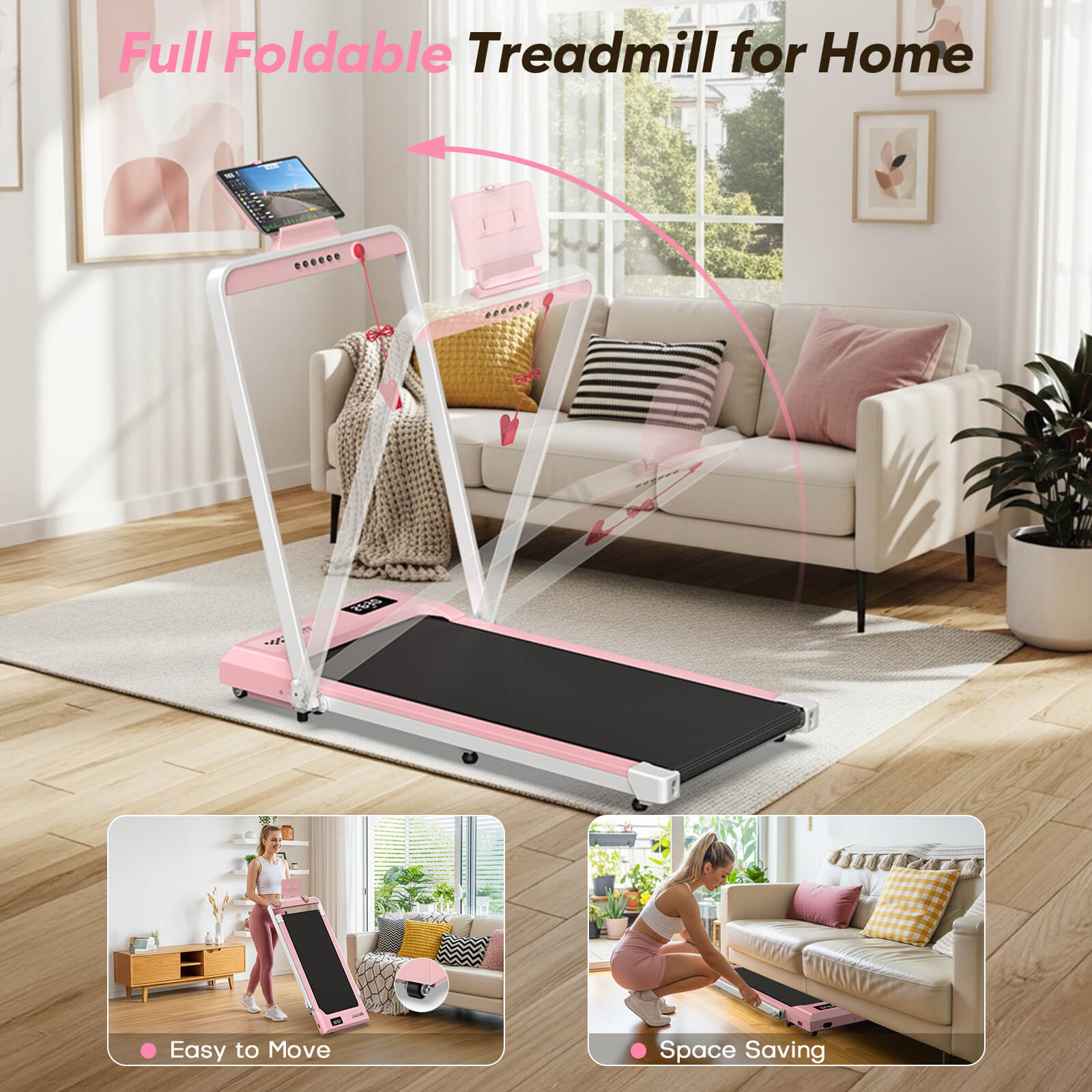TM034 Folding Treadmill With 10% Incline