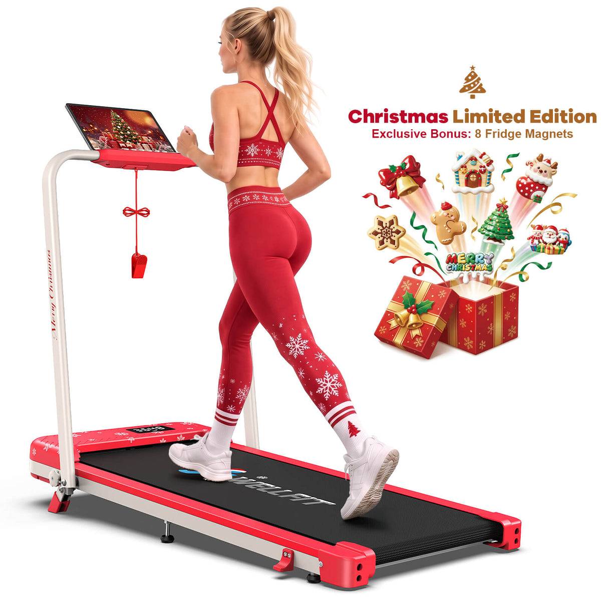 TM037 Christmas Edition-10% Incline Folding Treadmill