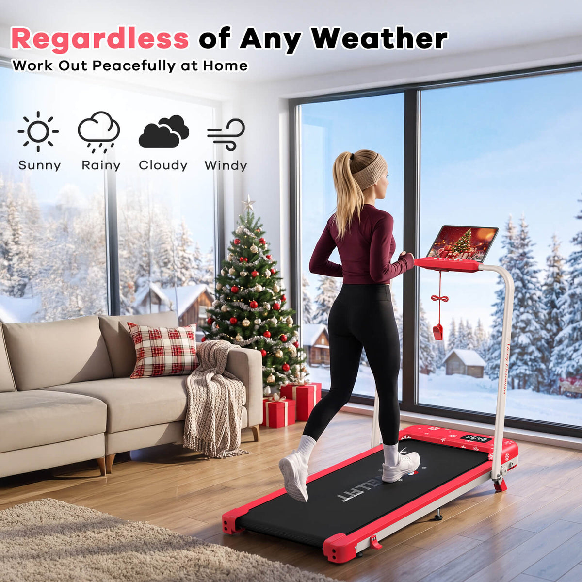 TM037 Christmas Edition-10% Incline Folding Treadmill