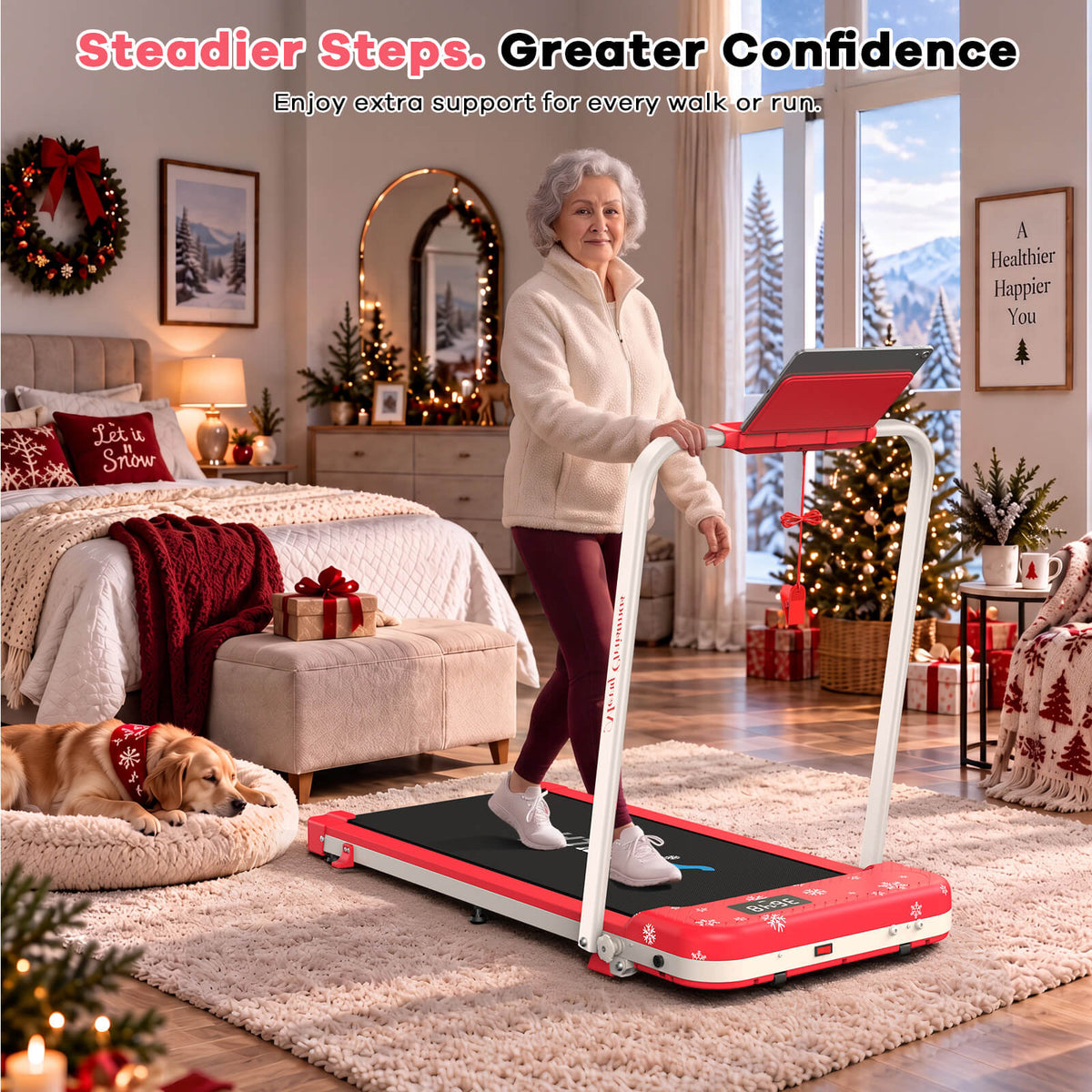 TM037 Christmas Edition-10% Incline Folding Treadmill