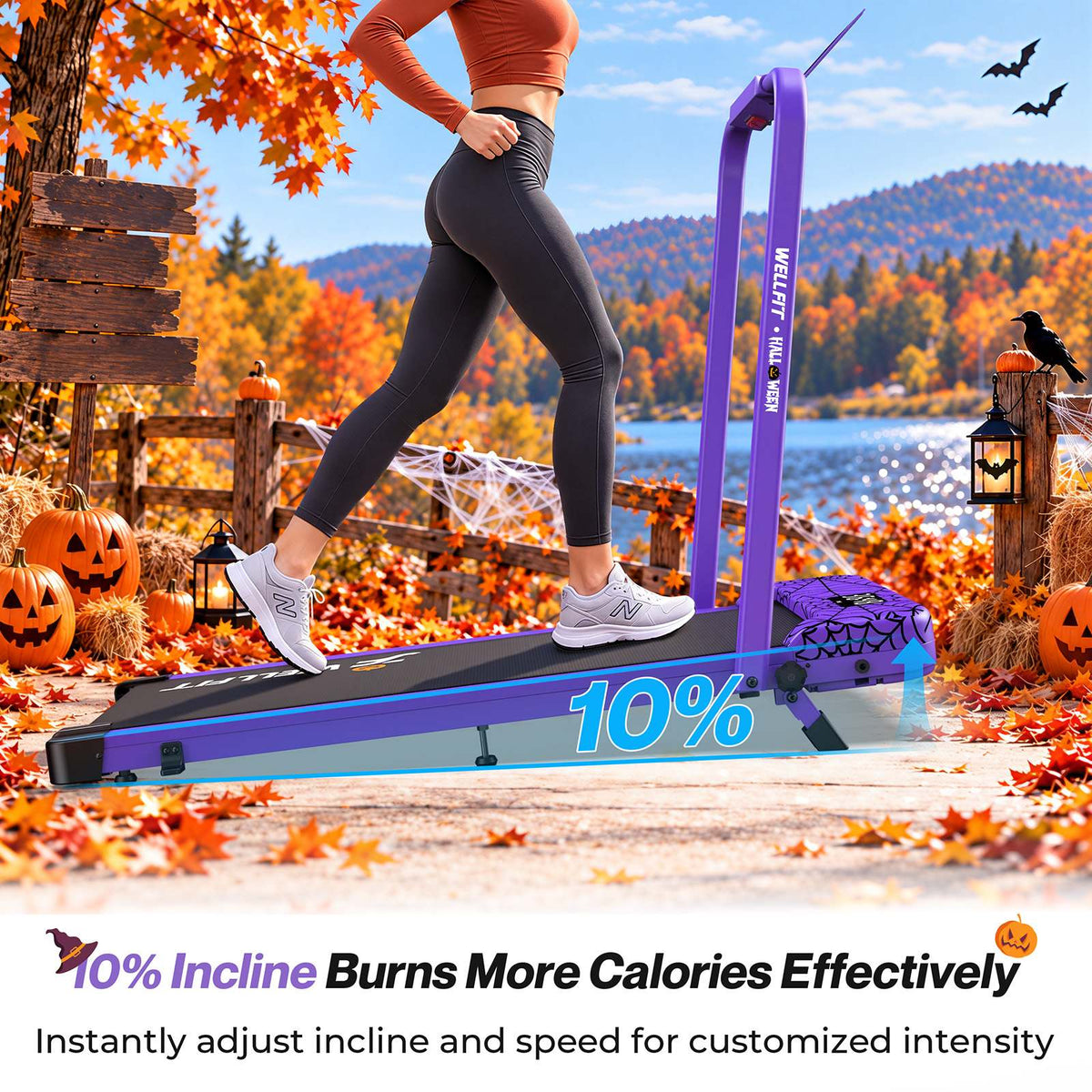 TM037 Halloween Edition-10% Incline Folding Walking Pad Treadmill