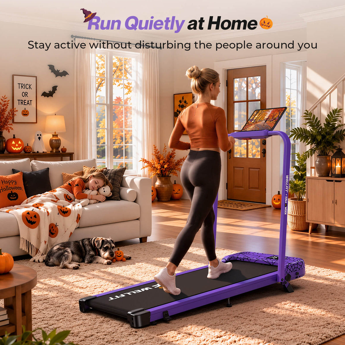 TM037 Halloween Edition-10% Incline Folding Walking Pad Treadmill