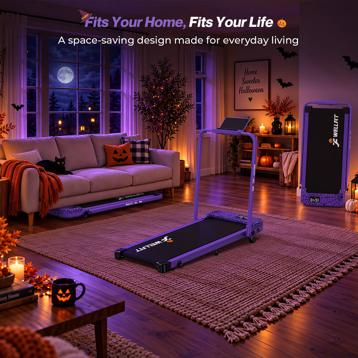TM037 Halloween Edition-10% Incline Folding Walking Pad Treadmill