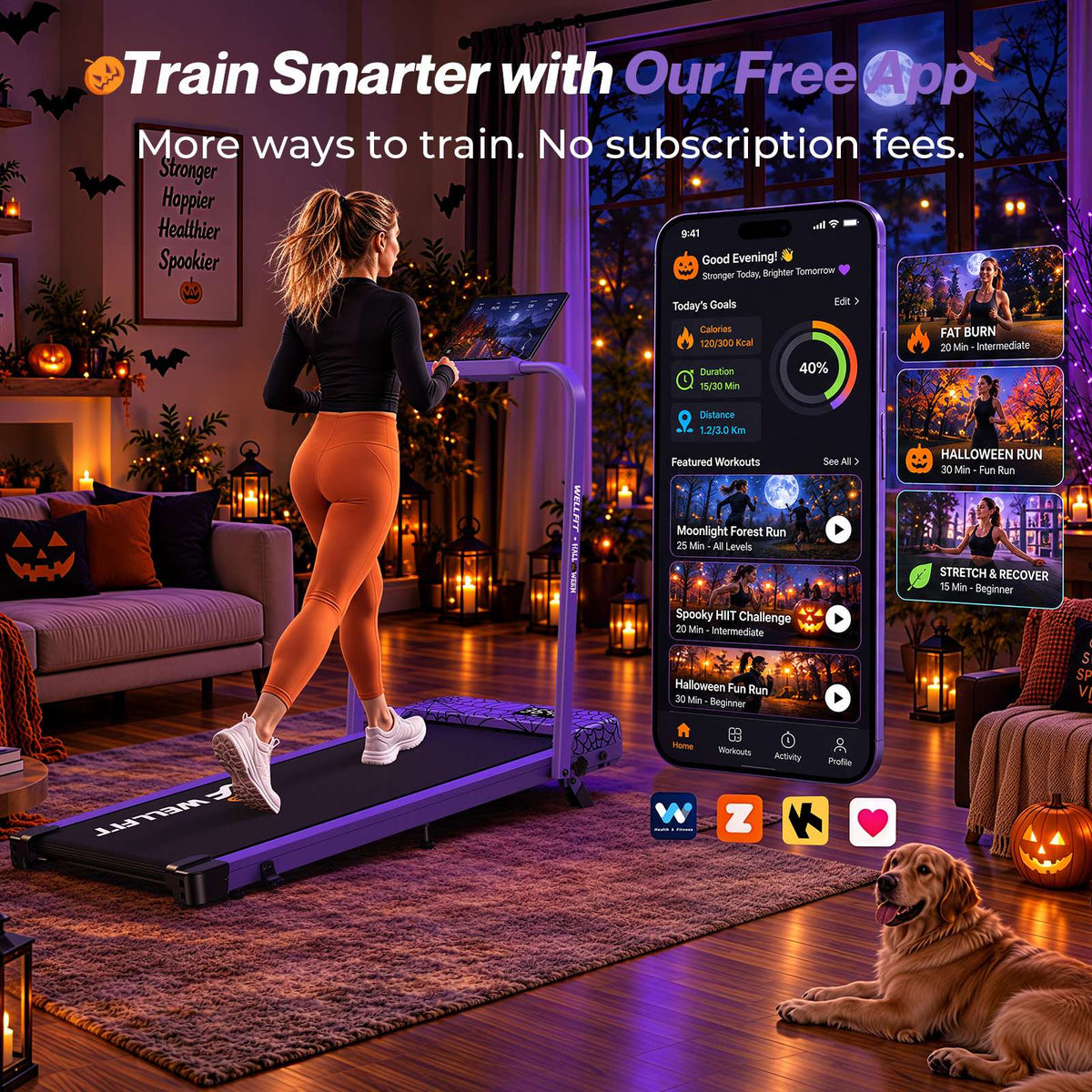 TM037 Halloween Edition-10% Incline Folding Walking Pad Treadmill