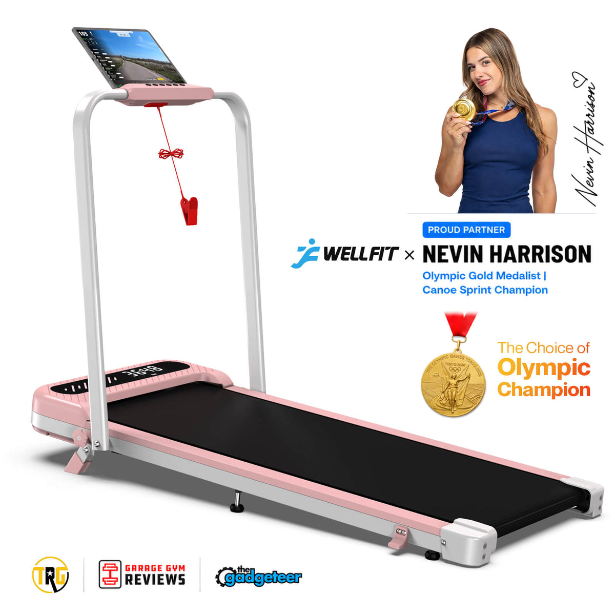 TM037 Pink Walking Pad Folding Treadmill With Incline