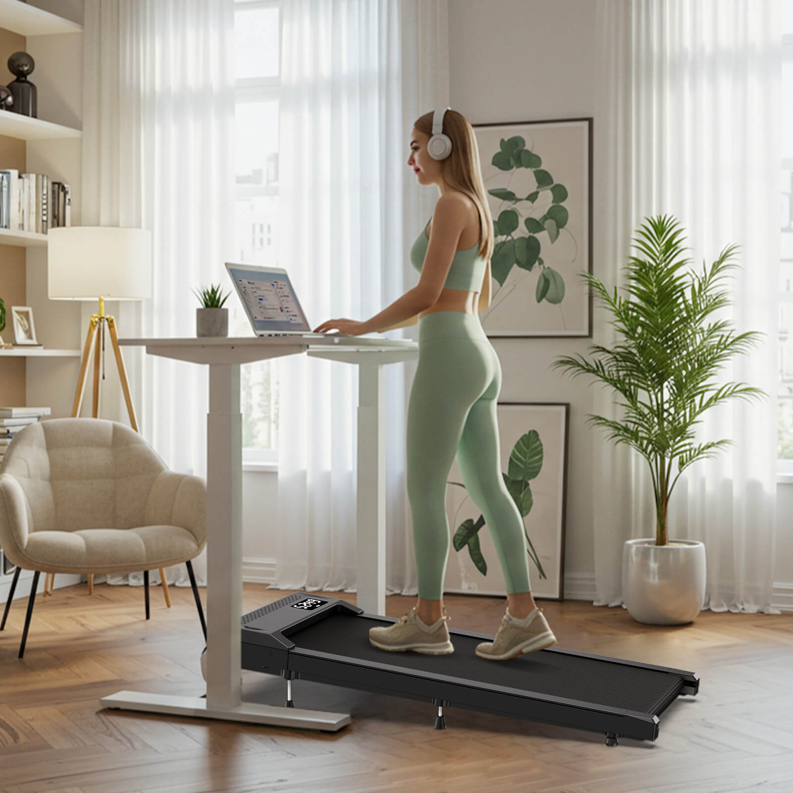 WP028- Light Weight Under Desk Walking Pad With 10% Incline