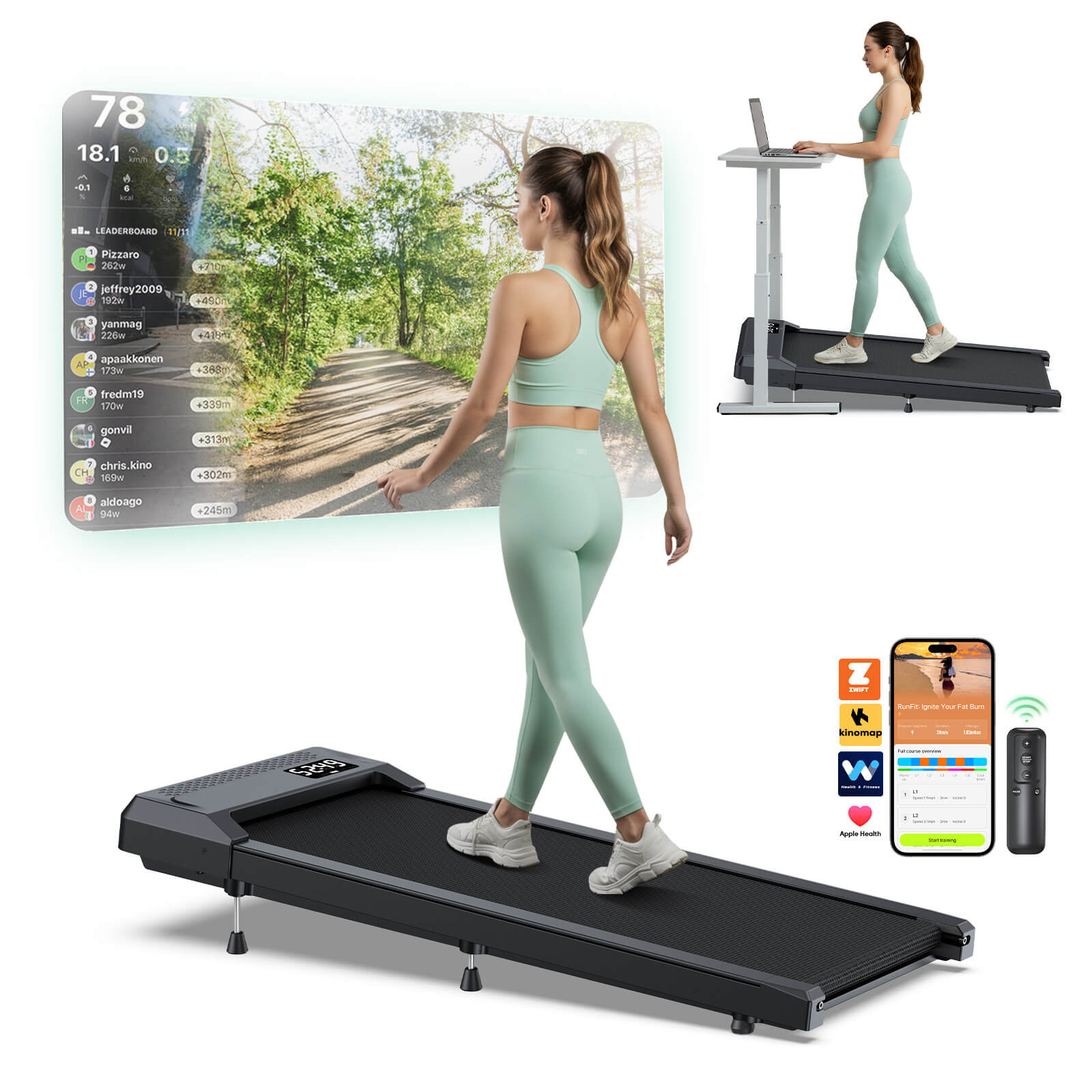 WP028- Light Weight Under Desk Walking Pad With 10% Incline