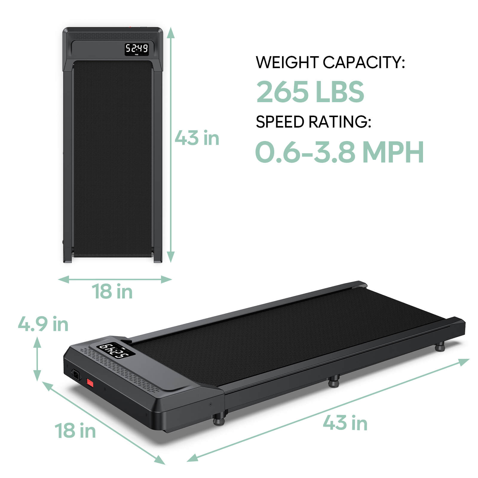 WP028- Light Weight Under Desk Walking Pad With 10% Incline