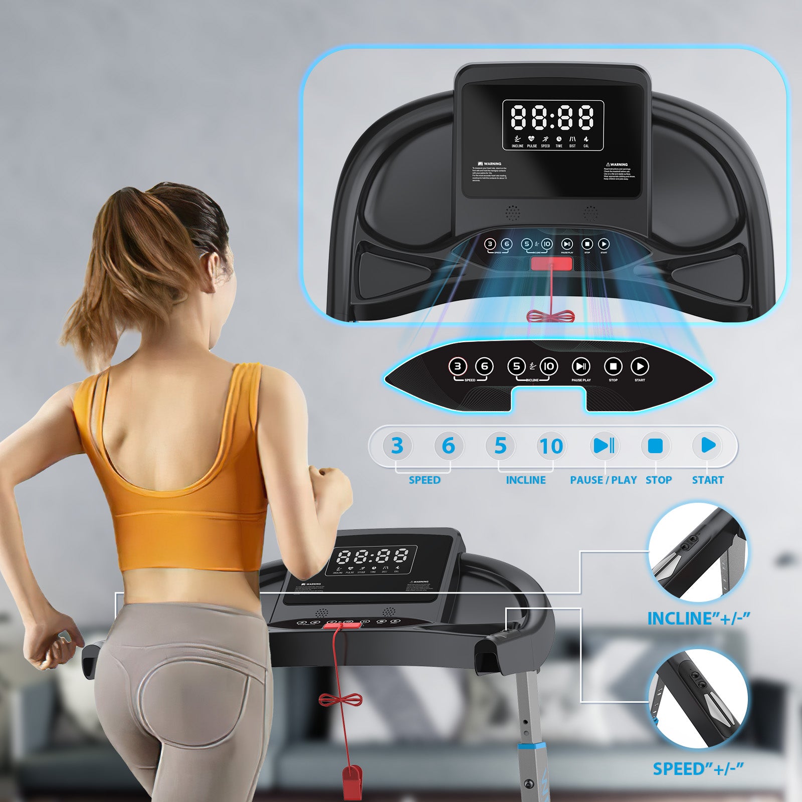 WELLFIT TM007 treadmill with incline and screen