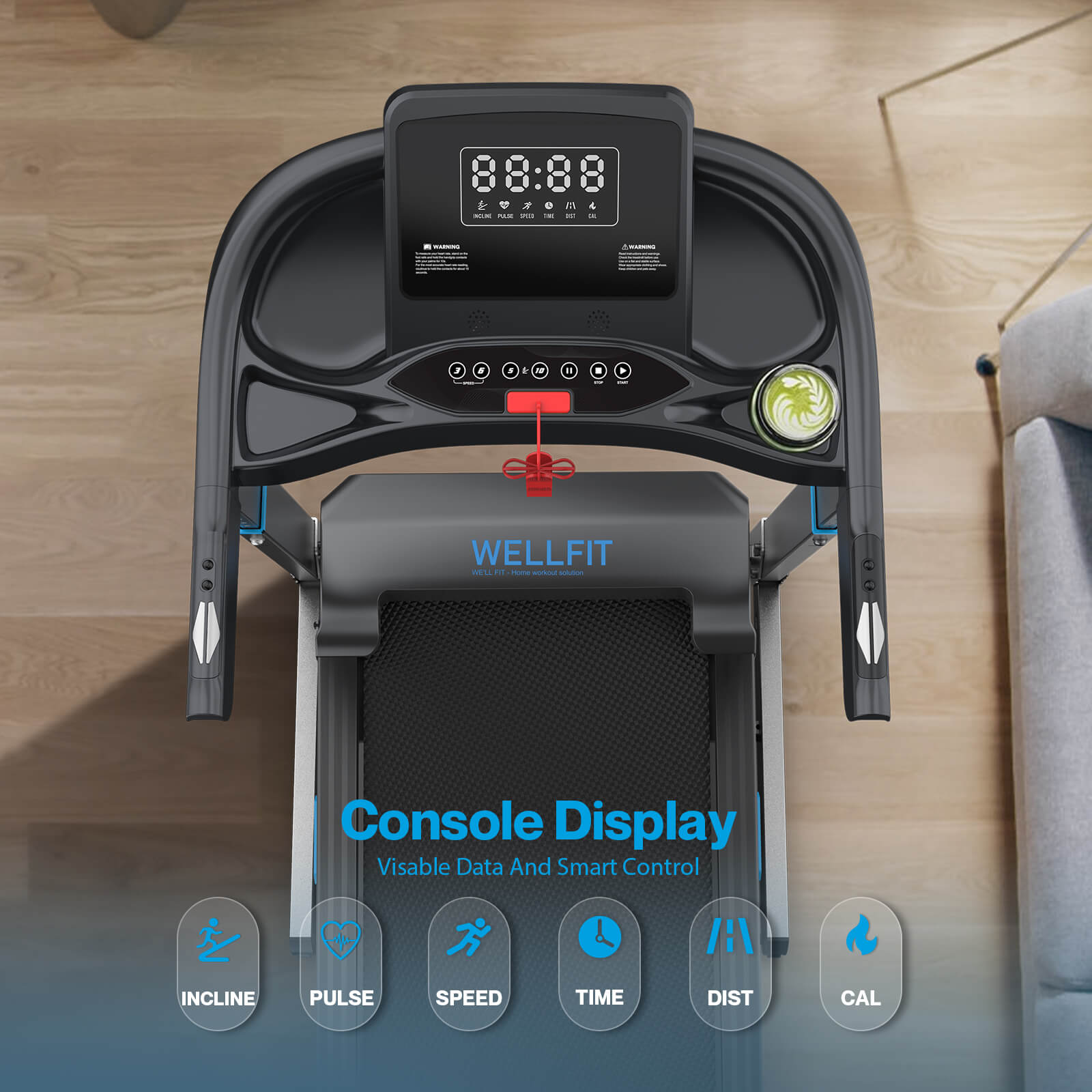WELLFIT TM007 best folding treadmill for small spaces