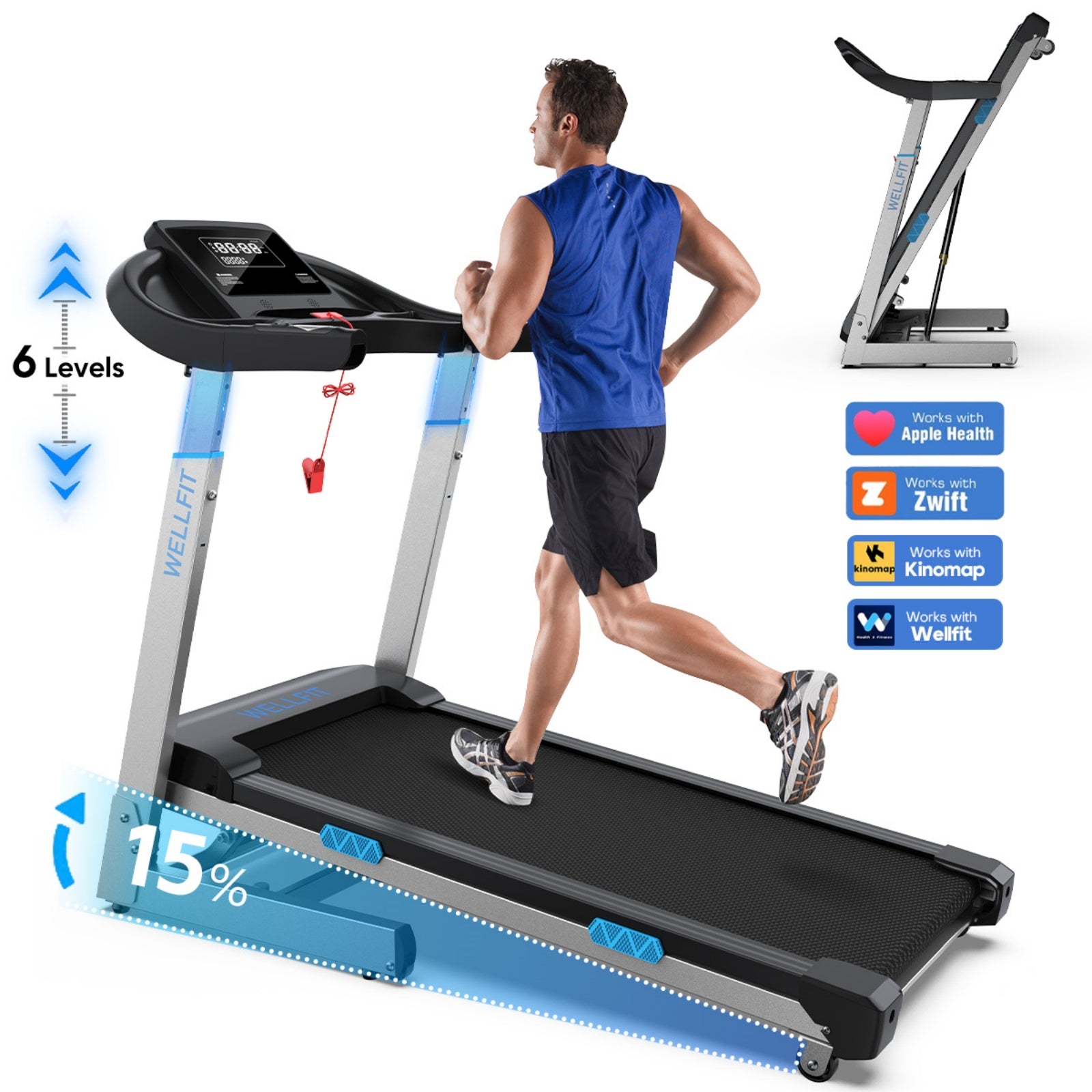 WELLFIT TM007 adjustable height treadmill