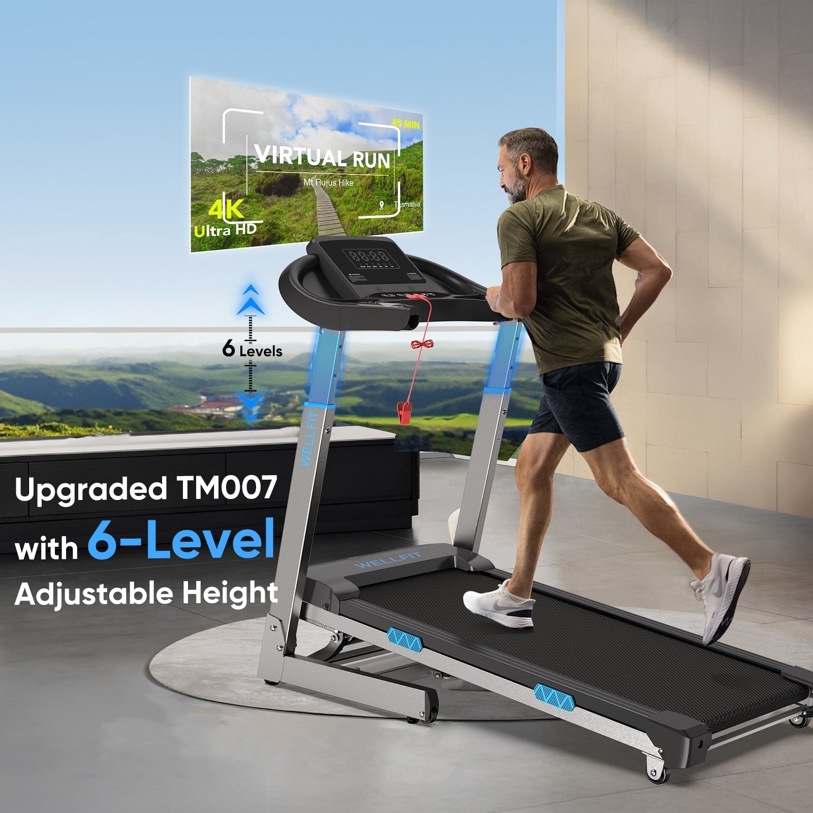 WELLFIT TM007 adjustable incline best treadmill for home