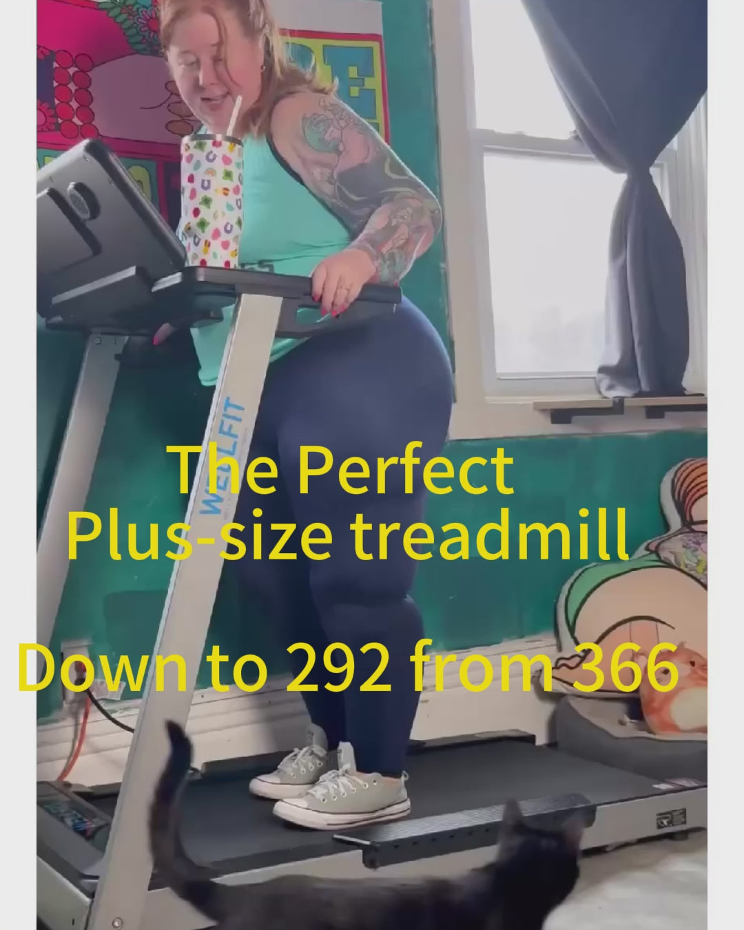 Wellfit TM024 450 Lbs Heavy-Duty Treadmill, 20x45 in running deck, up to 9.9MPH max speed, equipped with handrail with balance assistance.