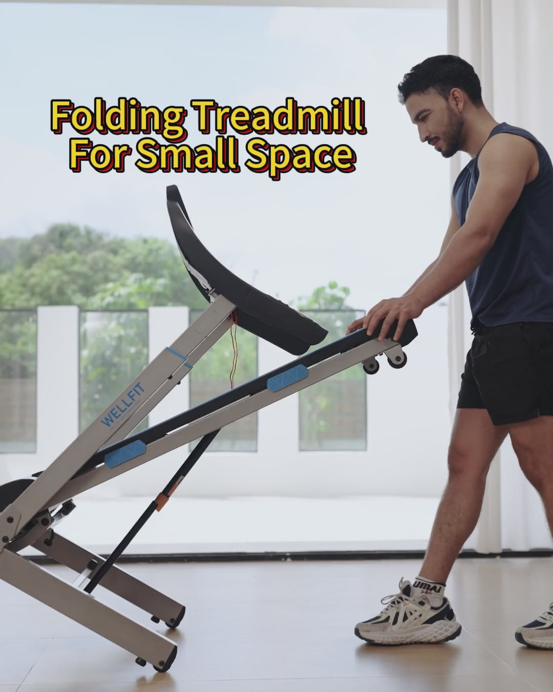 WELLFIT TM007 treadmill with wheels
