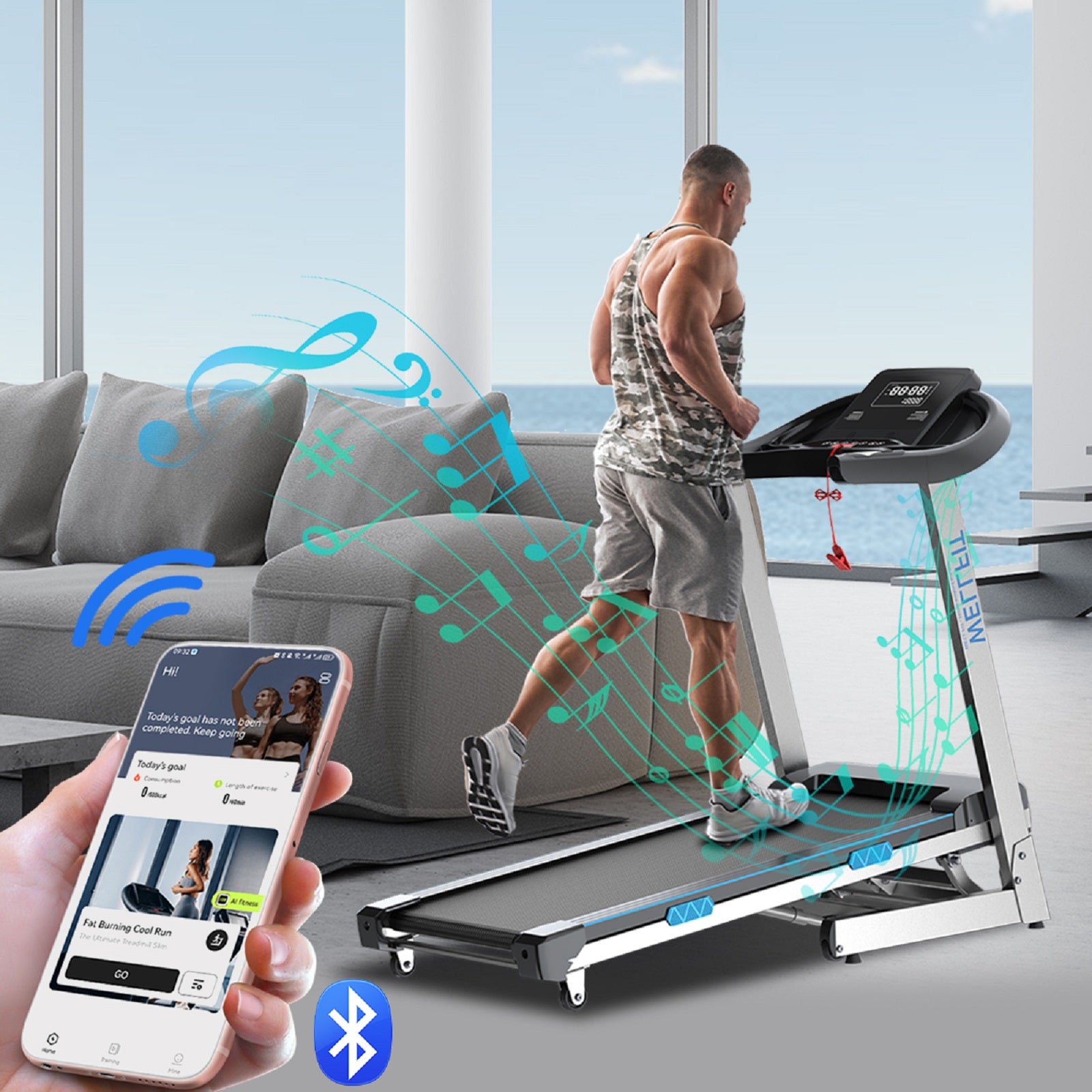 TM007 Foldable Auto 15% Incline Treadmill 350 LBS Capacity