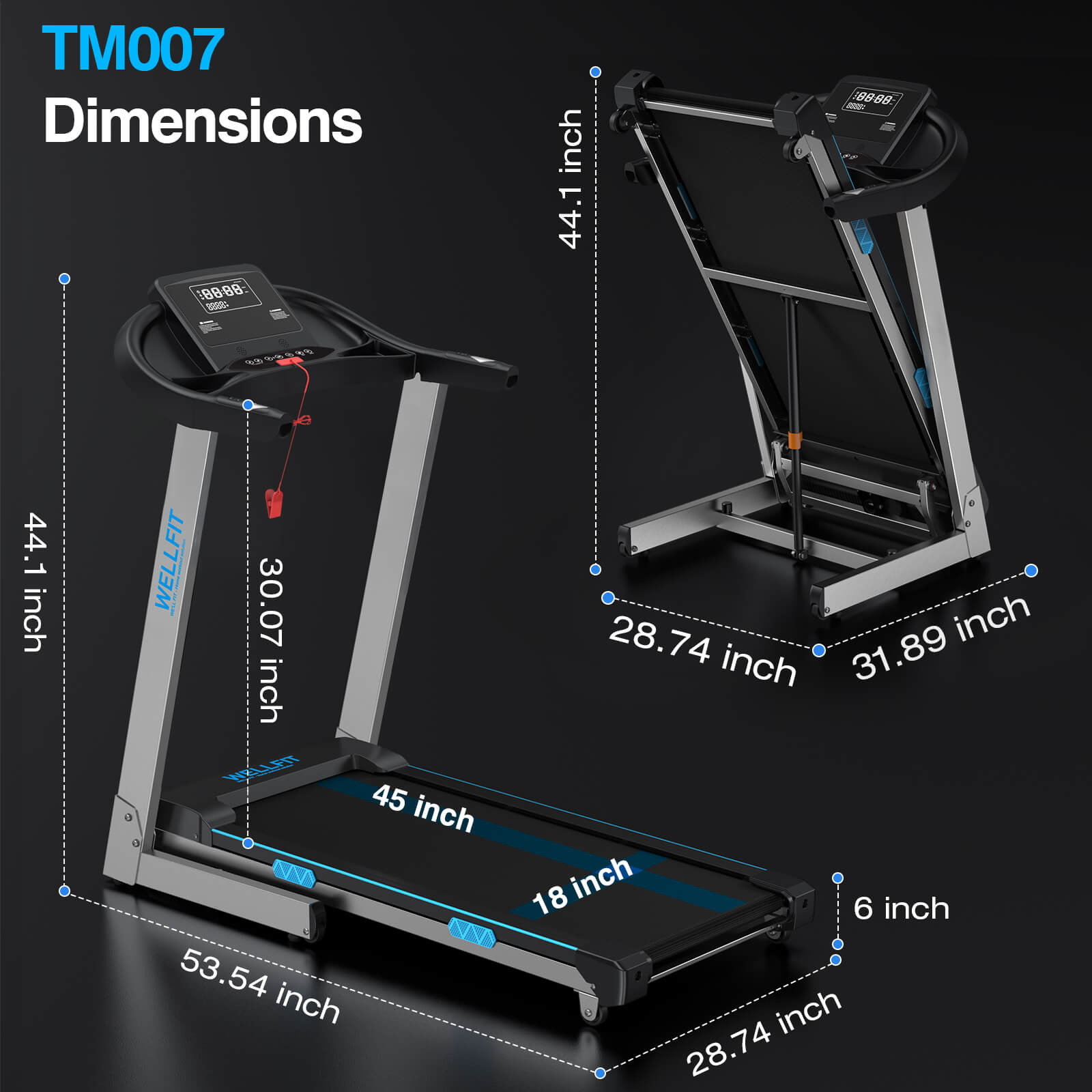 WELLFIT Treadmill TM007_compact folding treadmill for small place