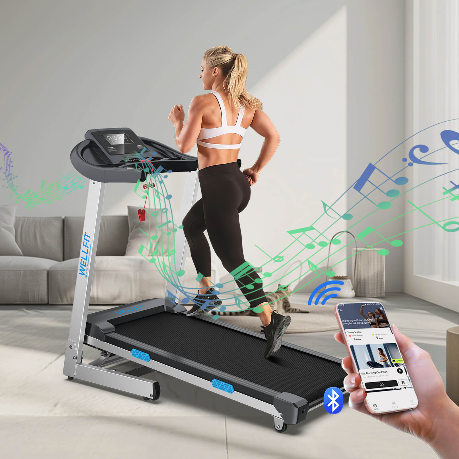WELLFIT Treadmill TM007_treadmill with blue tooth player