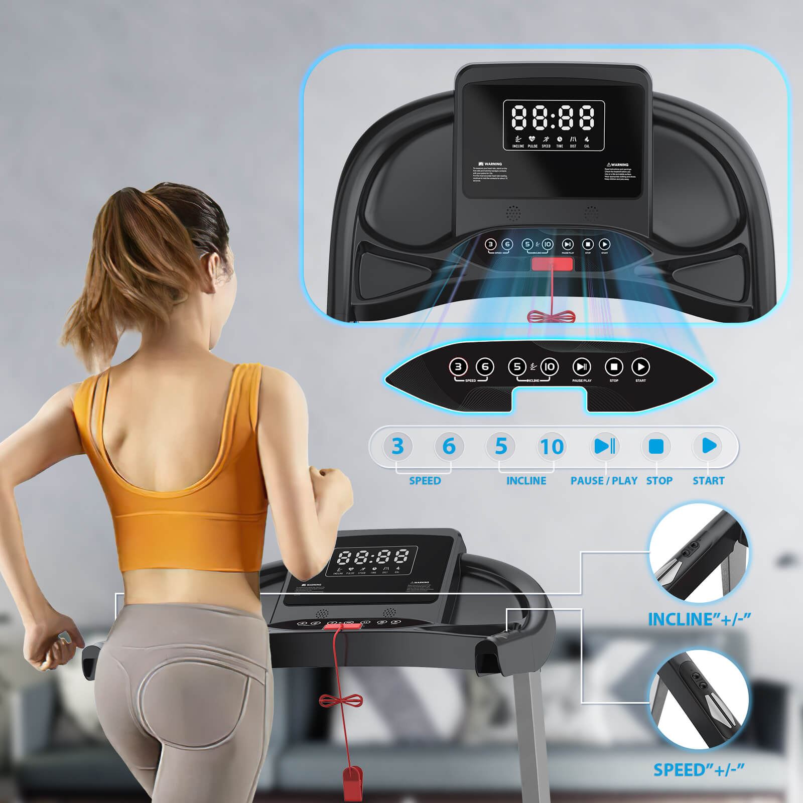 WELLFIT Treadmill TM007_best heavy duty treadmill with lec display